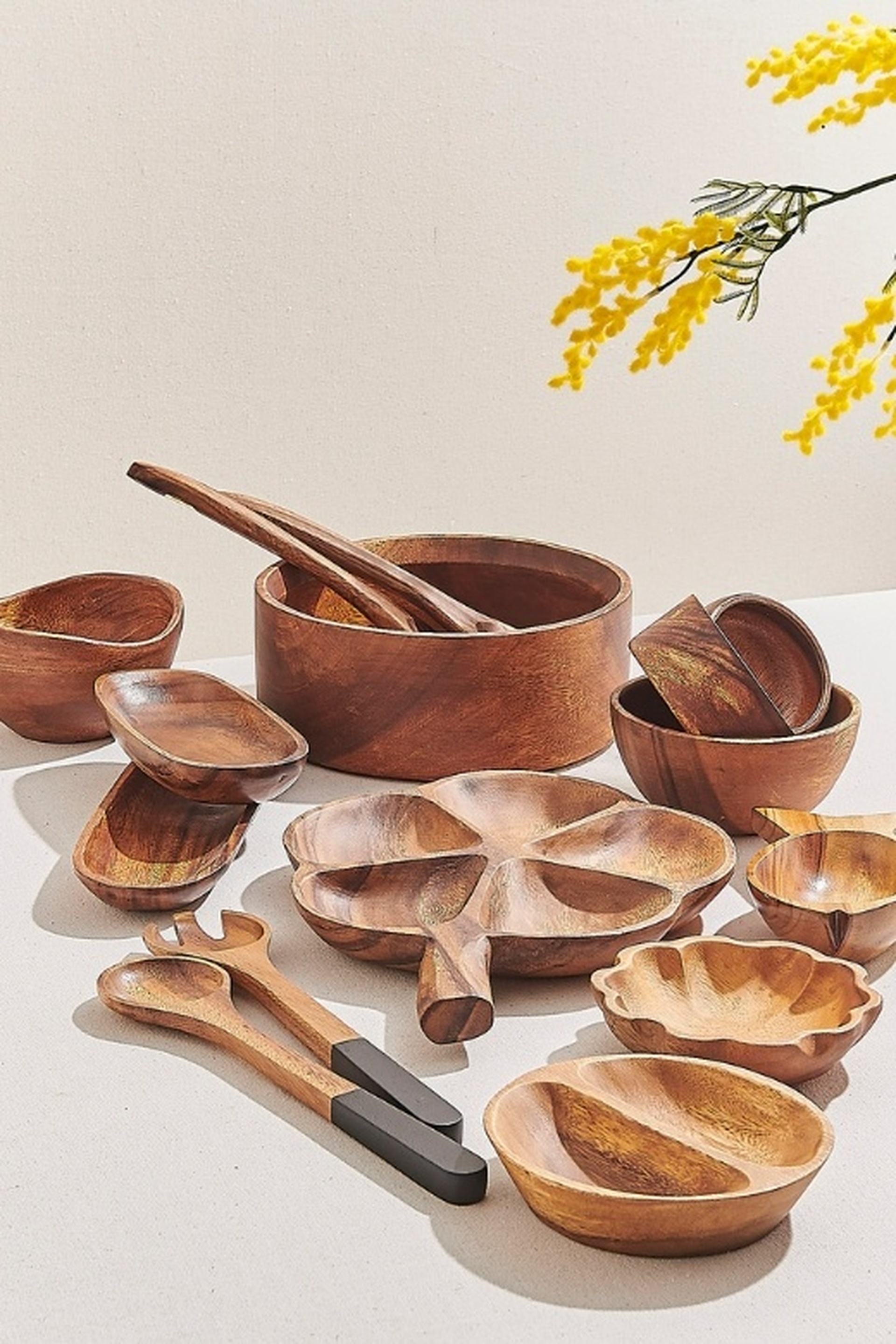 Wooden Triple Service Plate