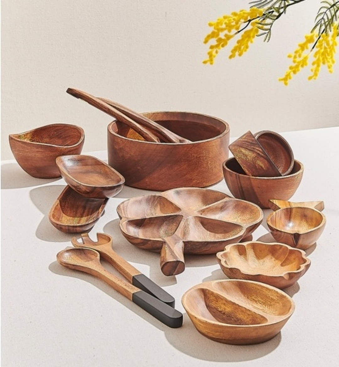 Wooden Triple Service Plate