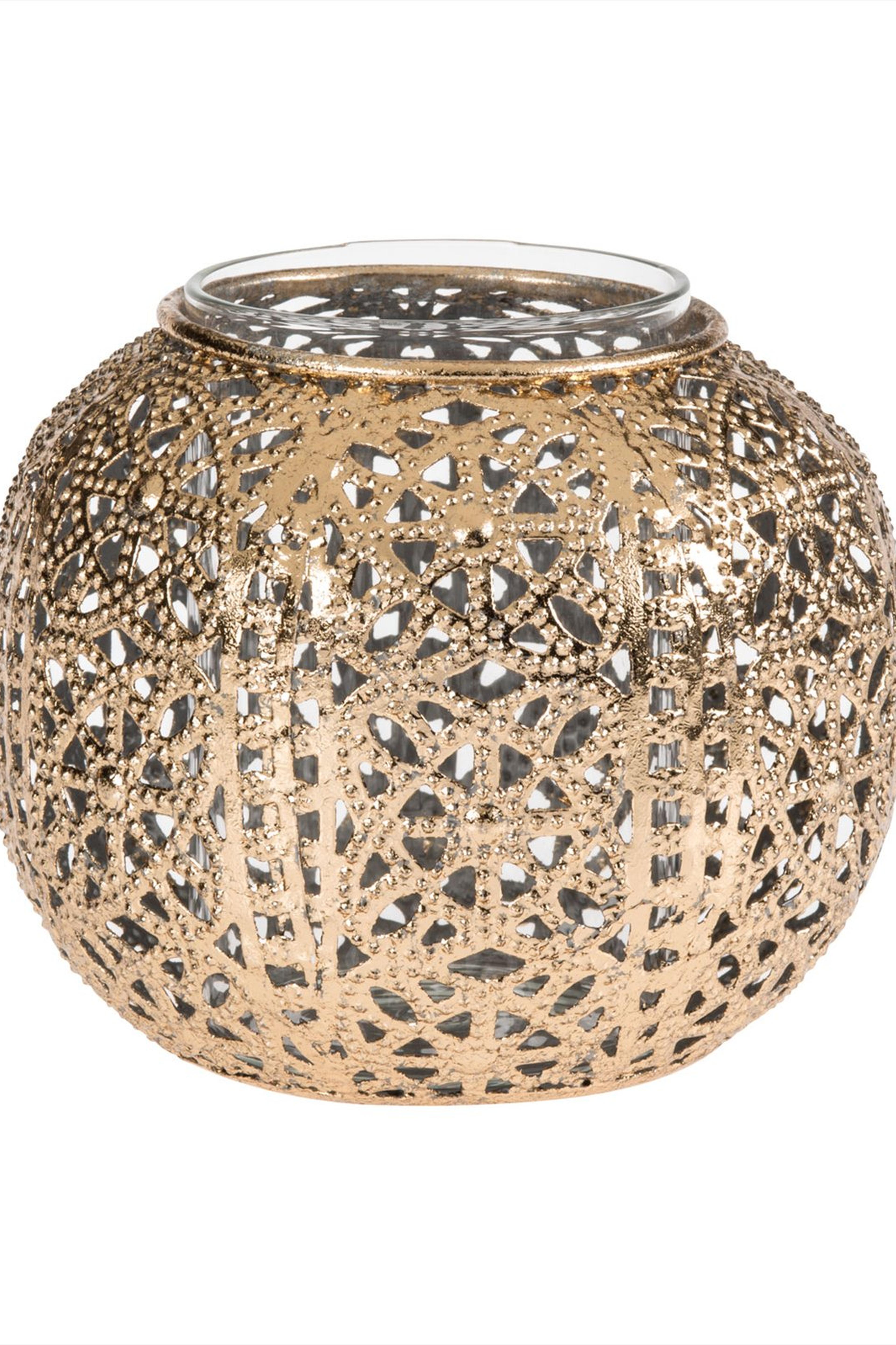 Ajur Metal Tealight Mumluk L Gold