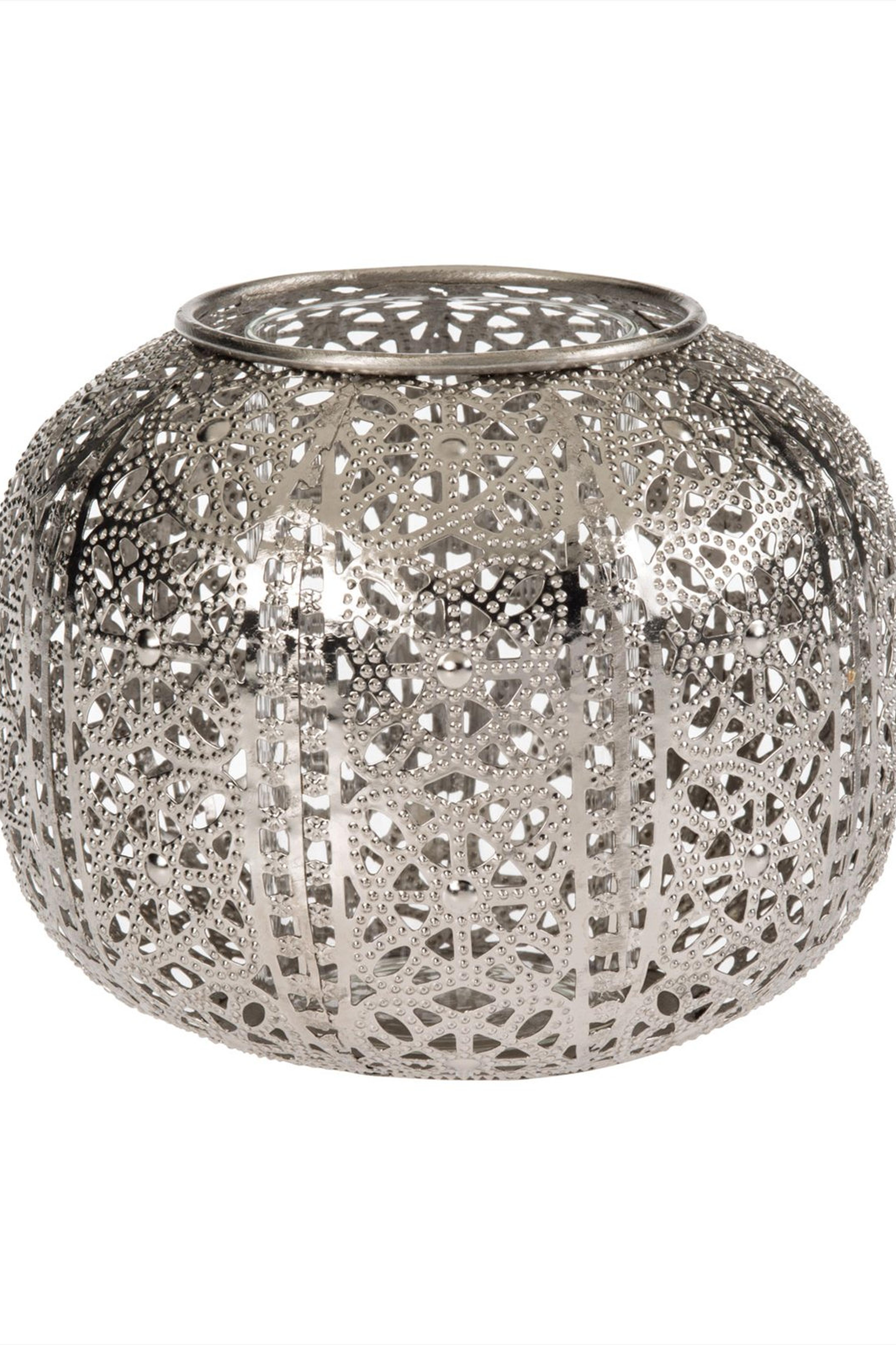 Silver Ajur Metal Tealight Mumluk L