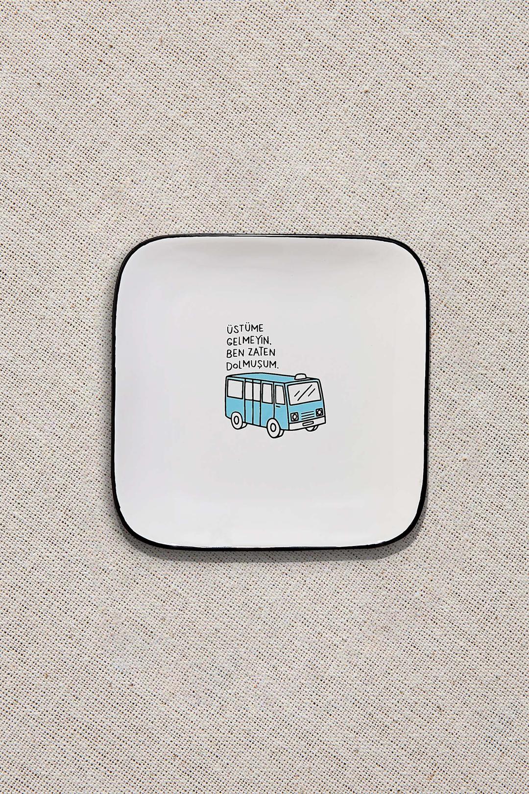 Hisli Şeyler Minibüs Tabak Beyaz