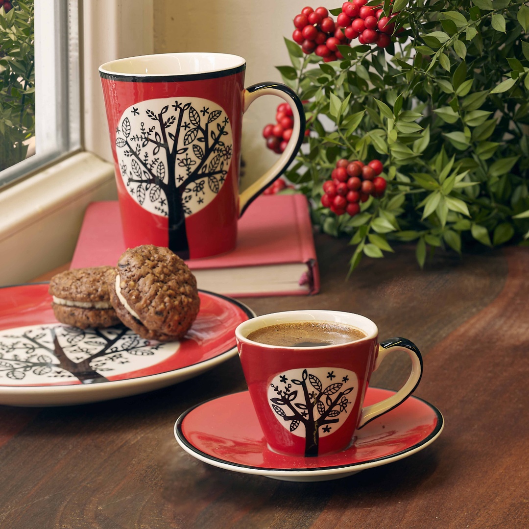 Masterart Red Ceramic Cake Plate (20 cm)