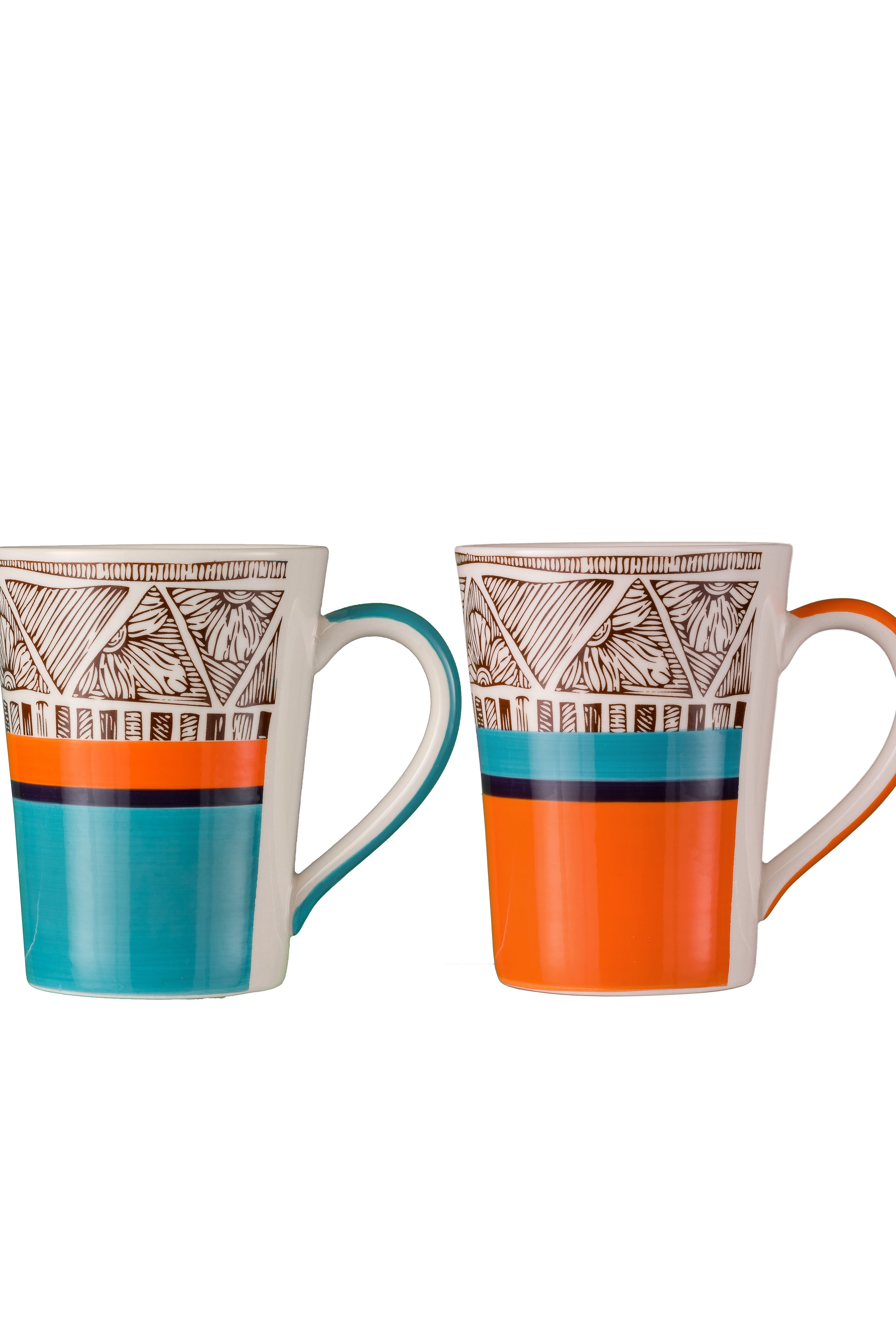 Tribal Art Ceramic Mug Set of 2