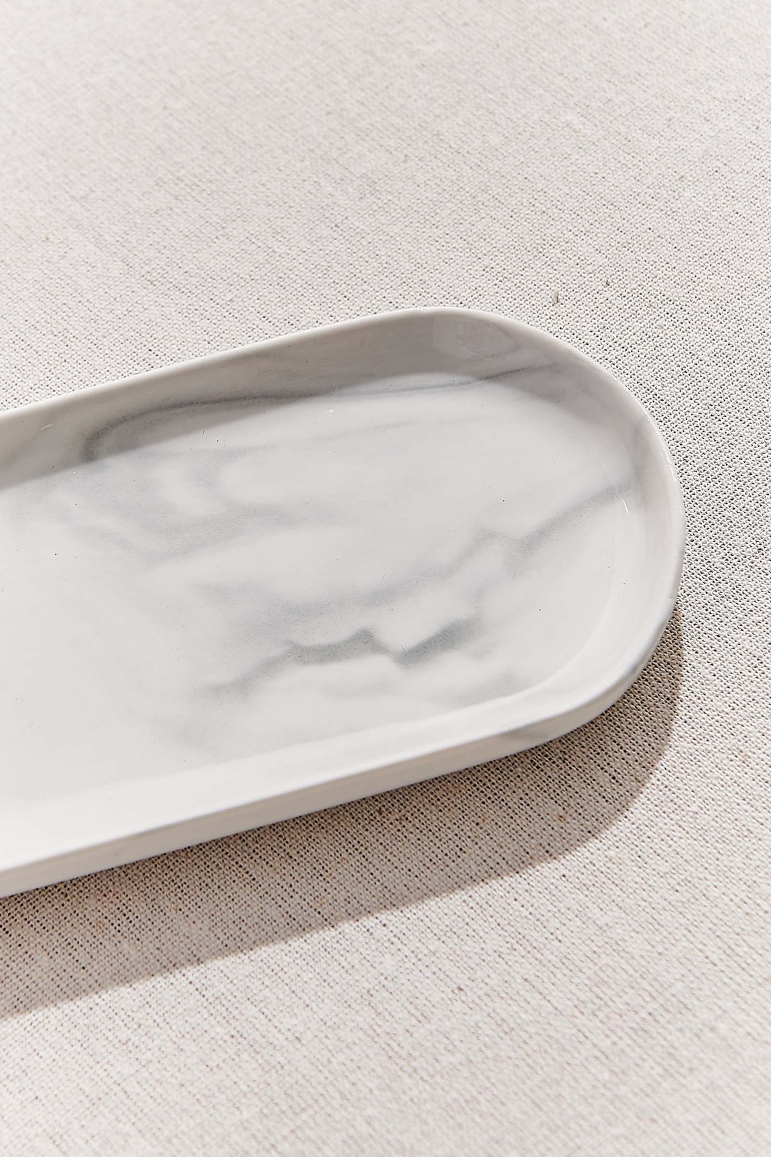 Marble Porselen Servis Tabağı Oval Gri