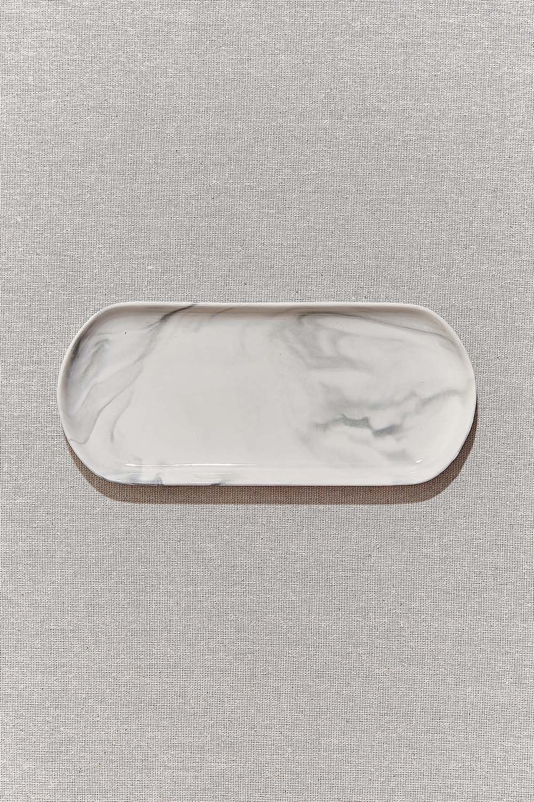 Marble Porselen Servis Tabağı Oval Gri