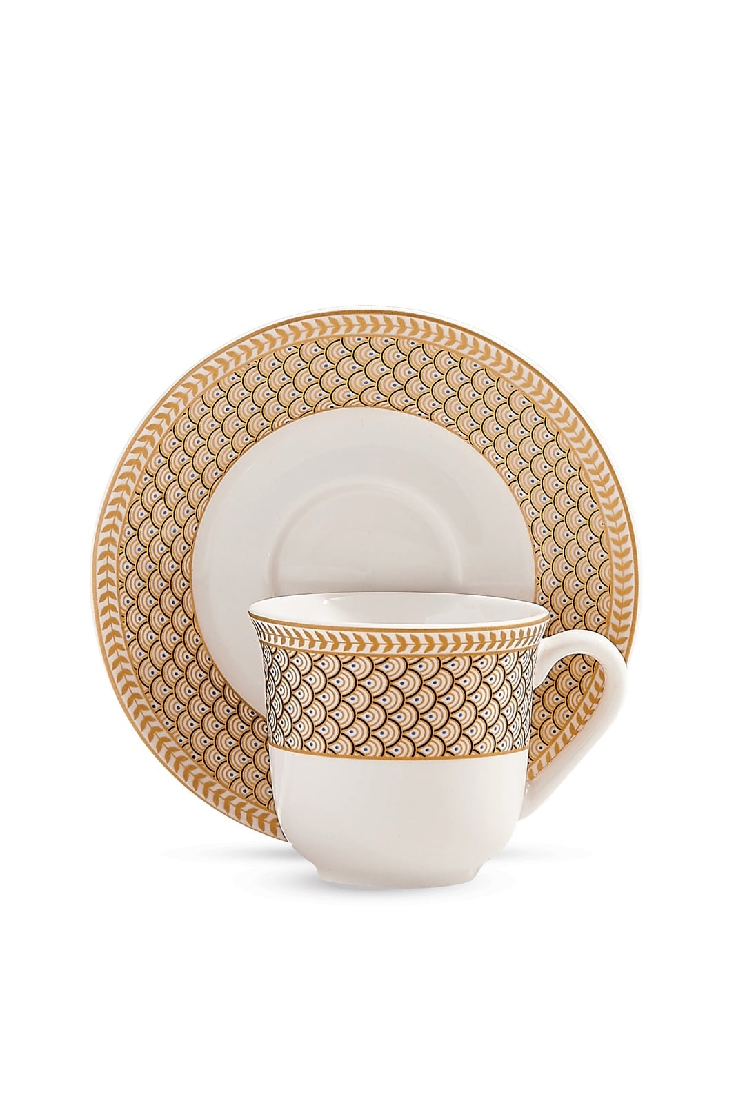 Herringbone Porselen Gold Türk Kahvesi Fincan