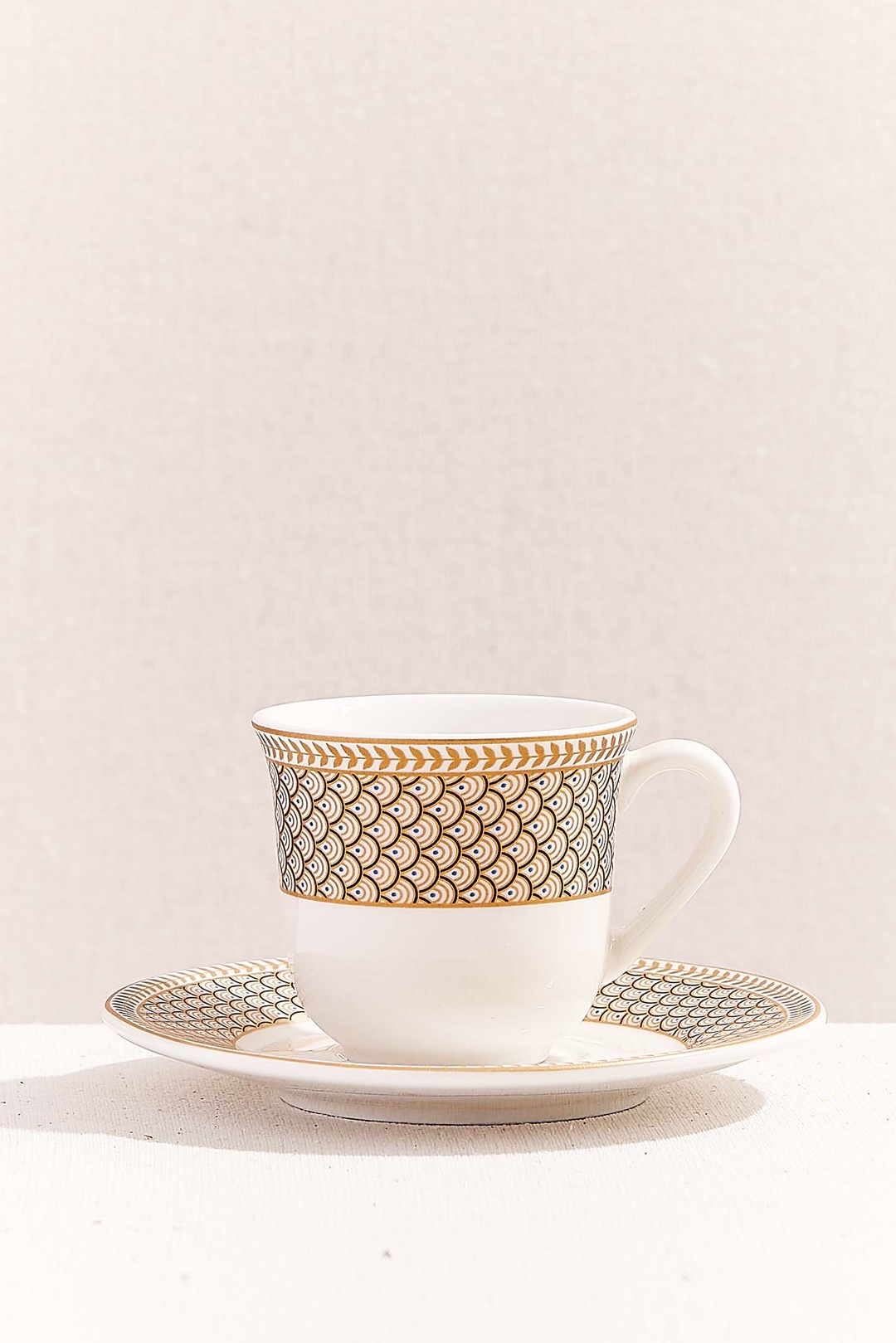 Herringbone Porselen Gold Türk Kahvesi Fincan