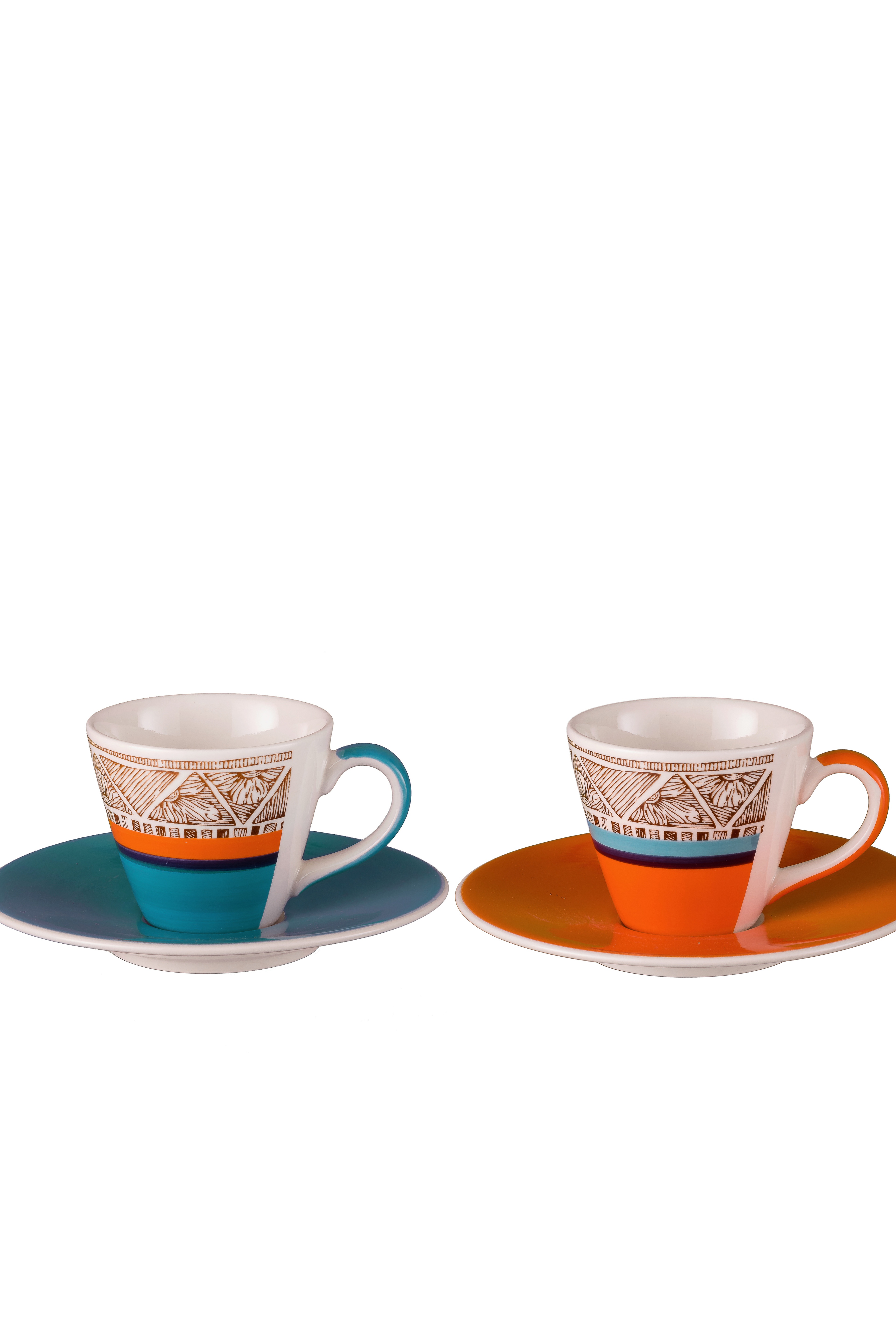 Tribal Art Ceramic Espresso Cup Set