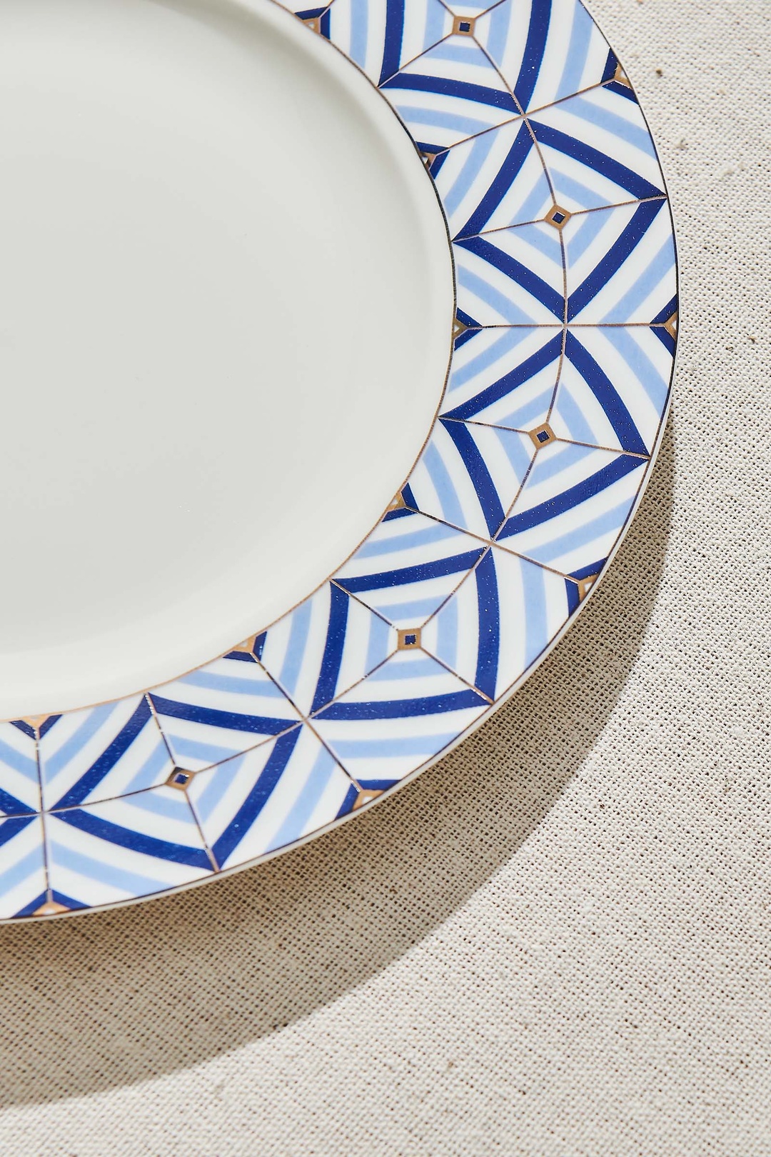Nautical Porselen Pasta Tabağı Mavi Beyaz