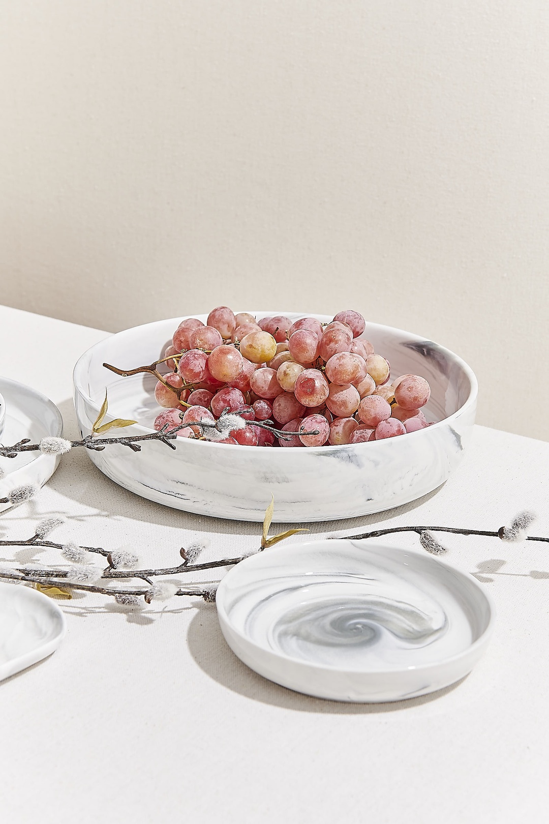 Marble Porselen Servis Kase Gri