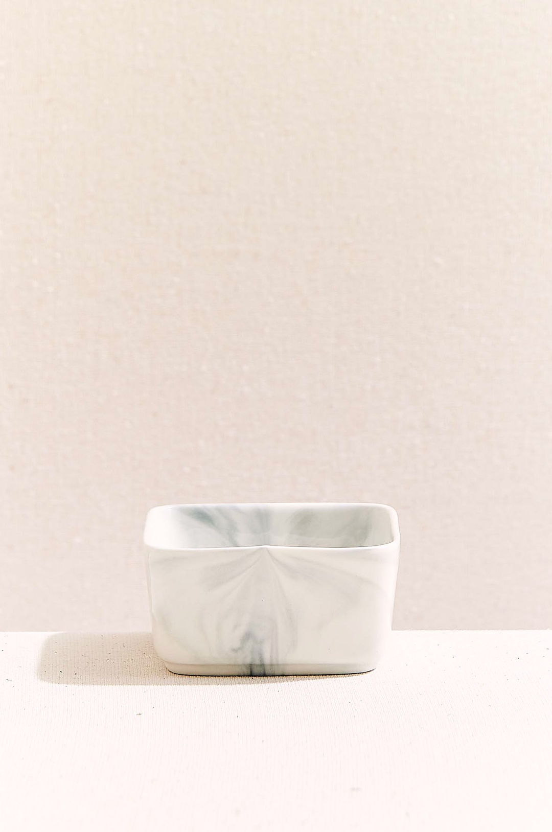 Marble Porselen Servis Kasesi Kare 9 cm Beyaz