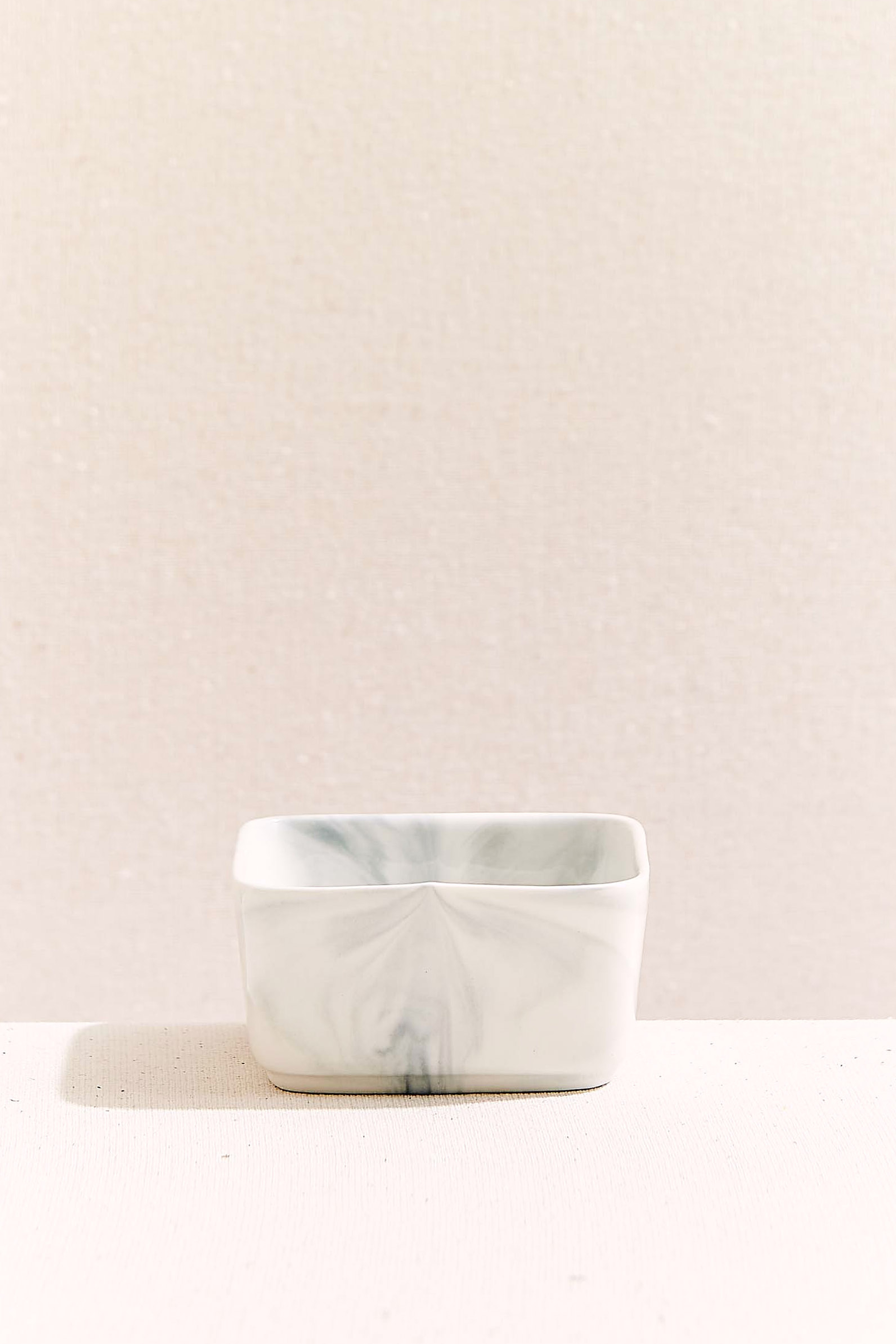 Marble Porselen Servis Kasesi Kare 9 cm Beyaz