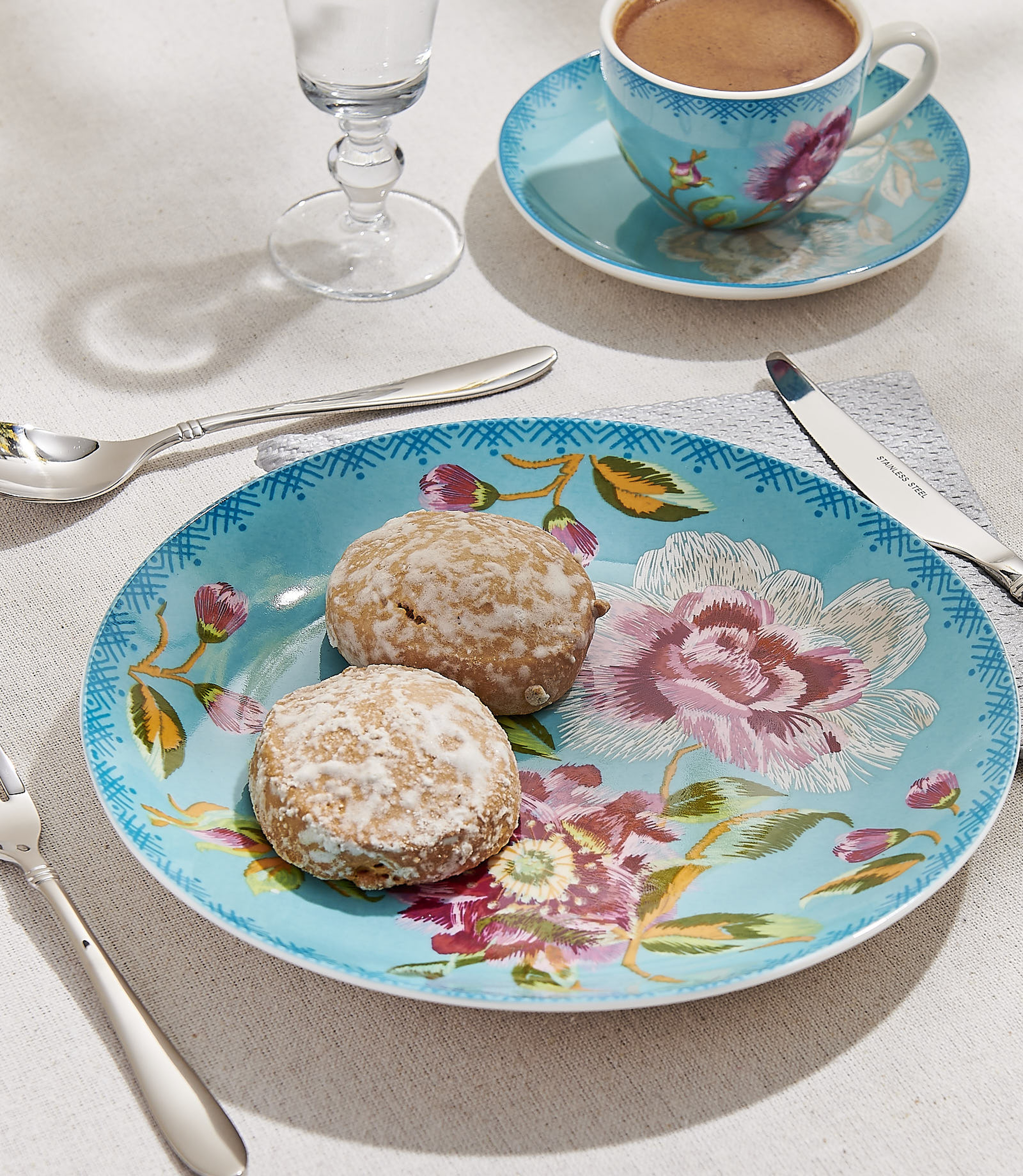 Turquoise Peony Porcelain Cake Plate