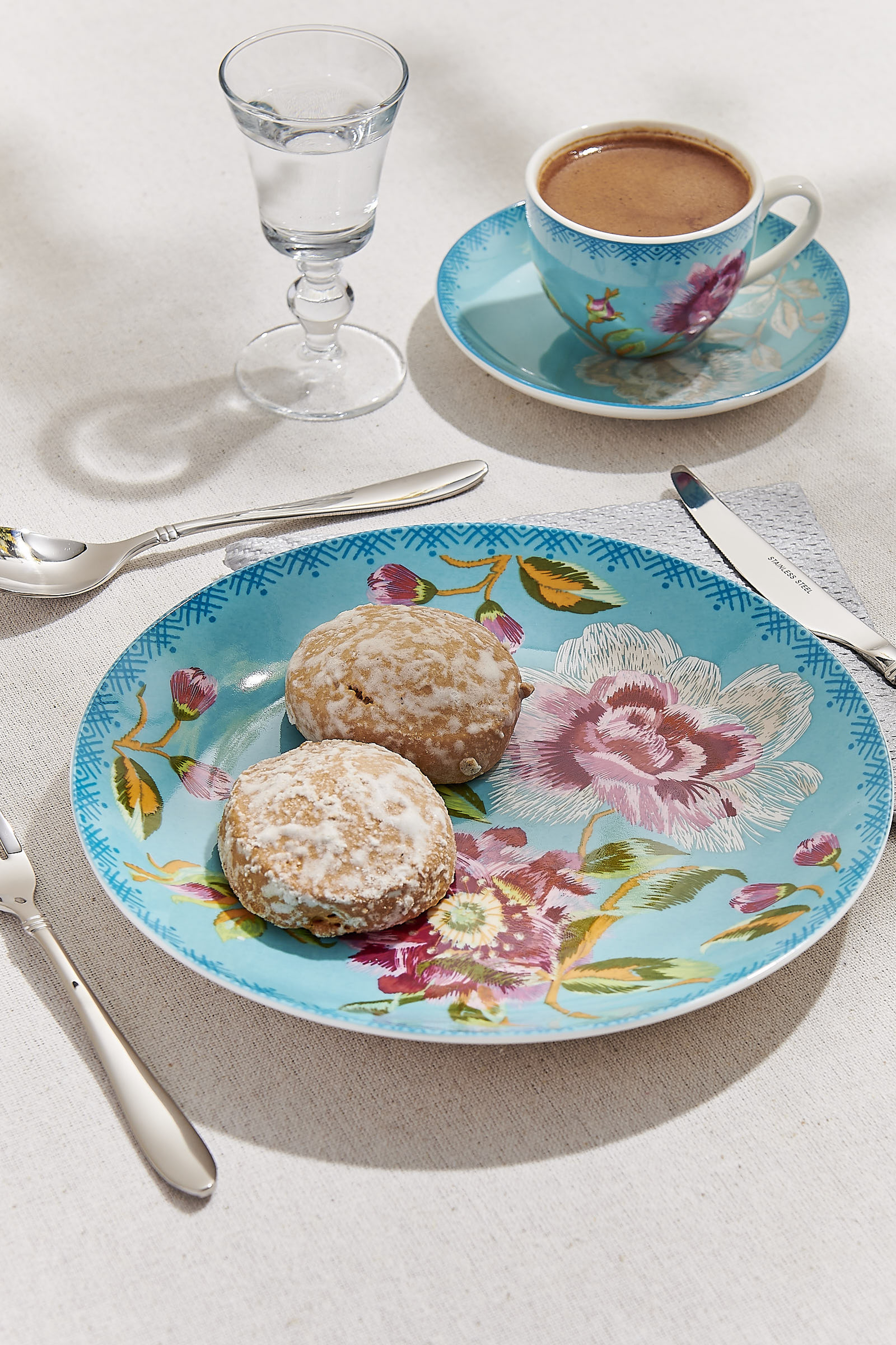 Turquoise Peony Porcelain Cake Plate