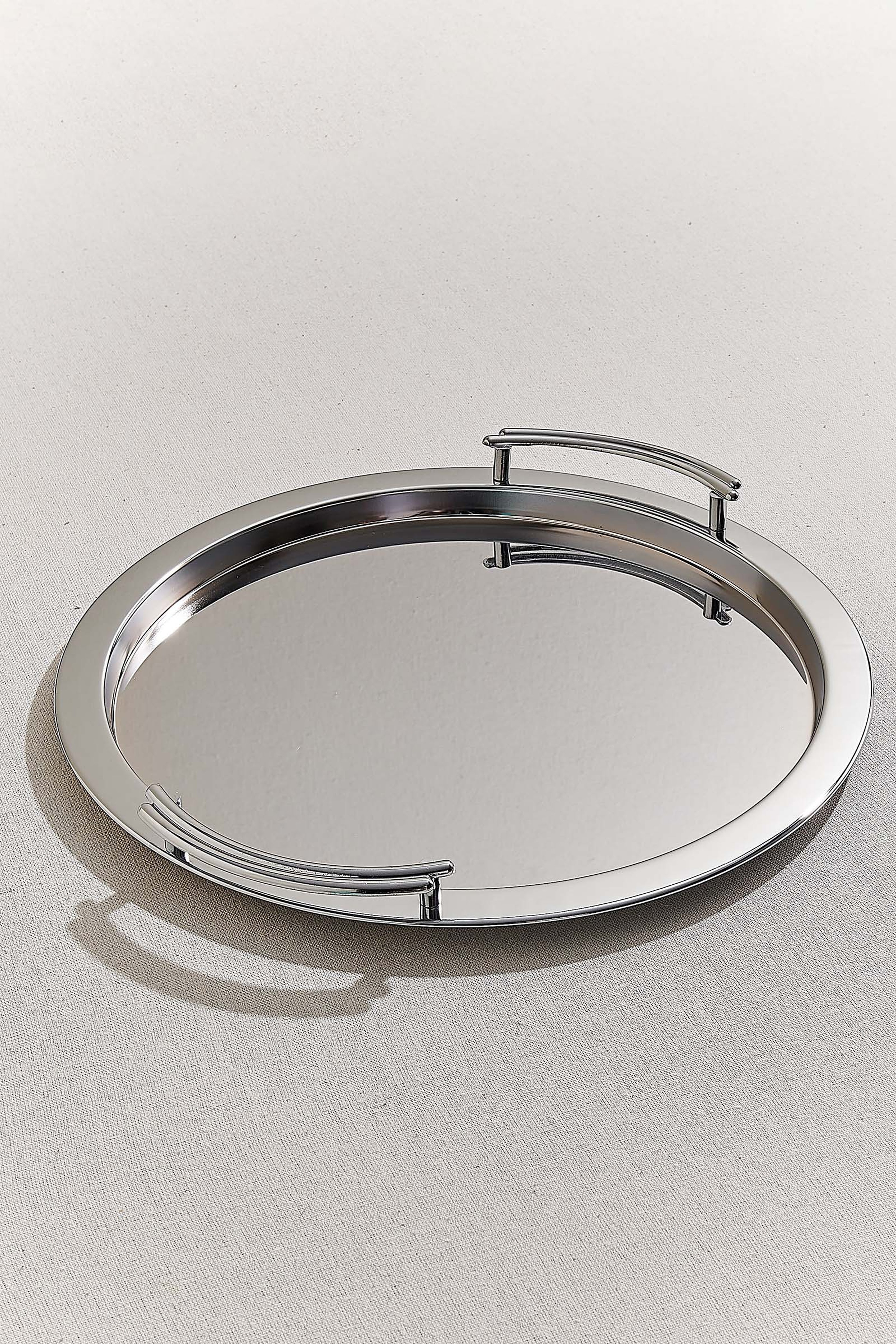 Chrome Guest Metal Round Tray