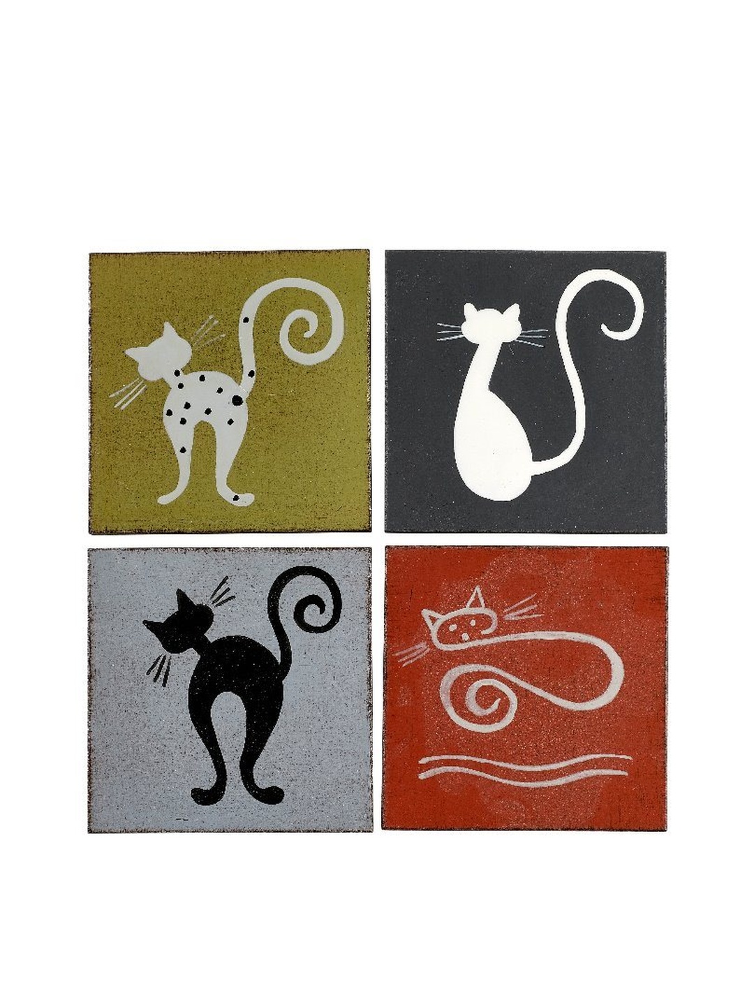 Kedi Bardak Altlığı 4'lü Set