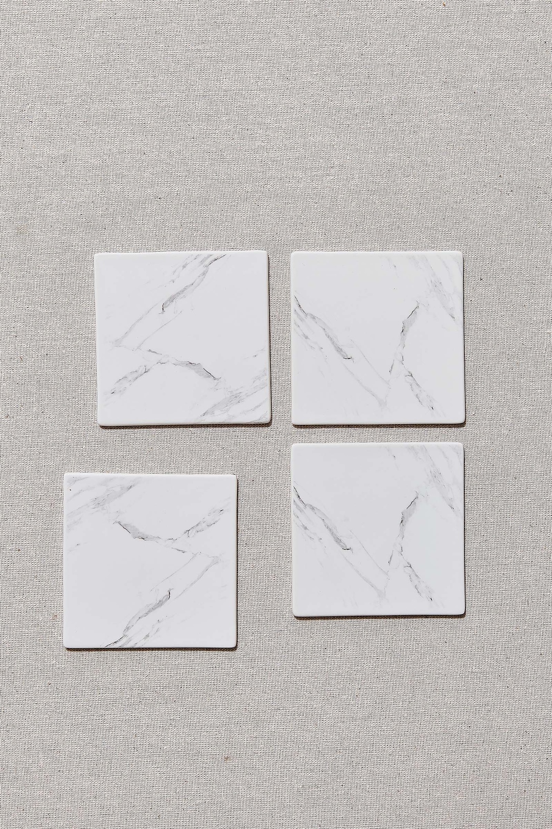 Marble Porselen Kare Bardak Altlığı 4'lü Set