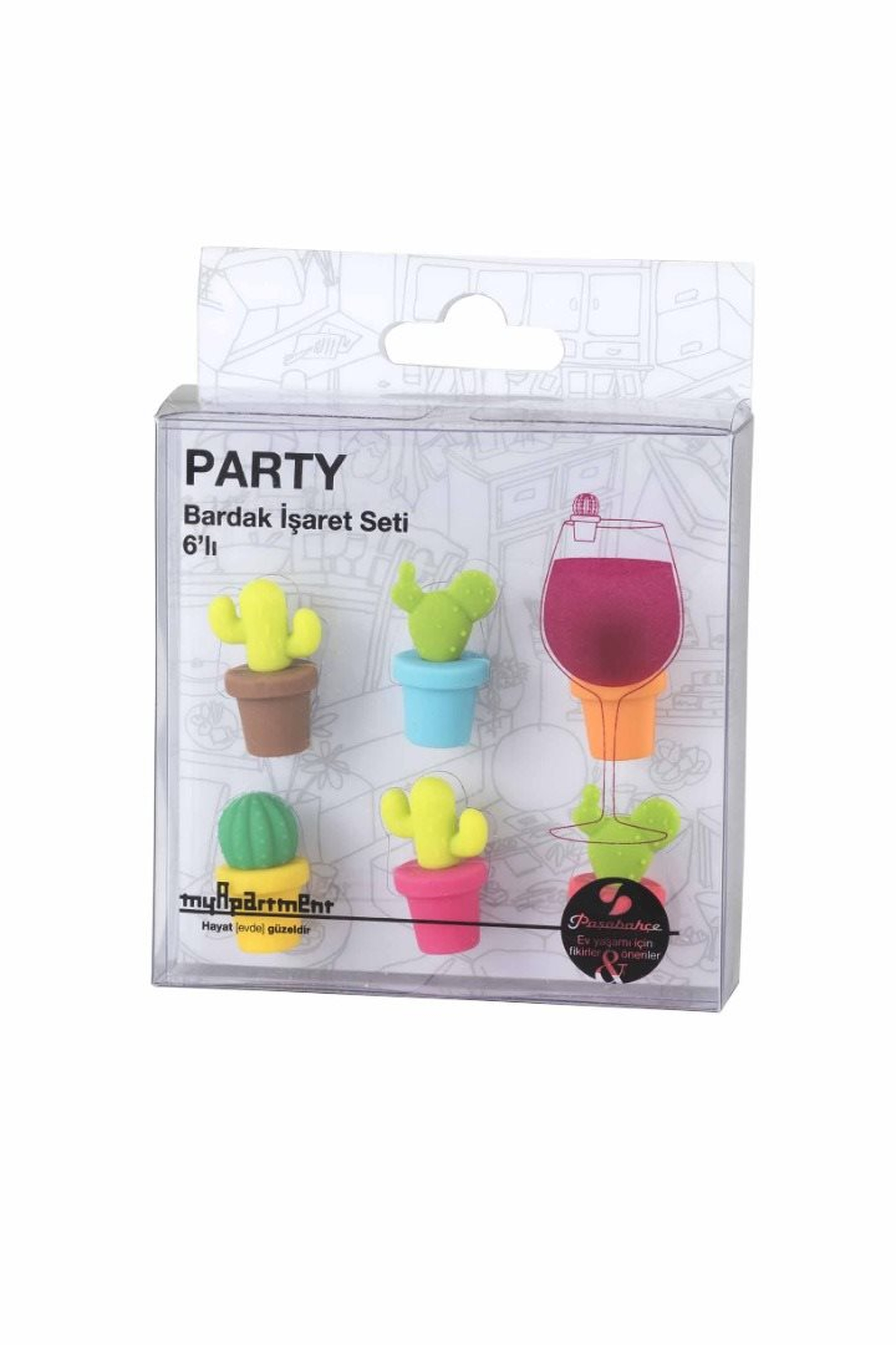 Cactus Bardak İşareti Seti 6'lı