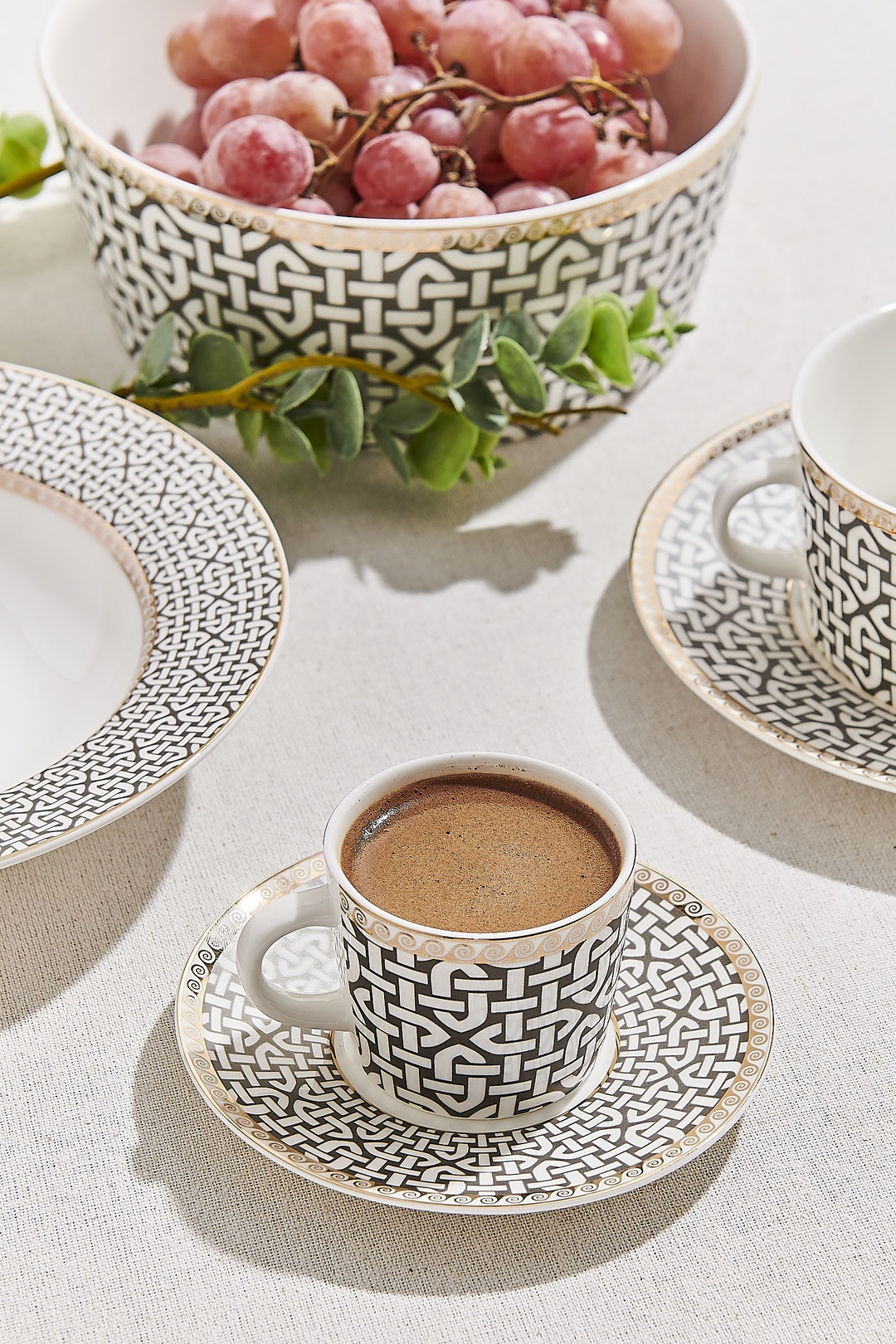Kahve Link Porselen Espresso Fincanı Krem Kahve