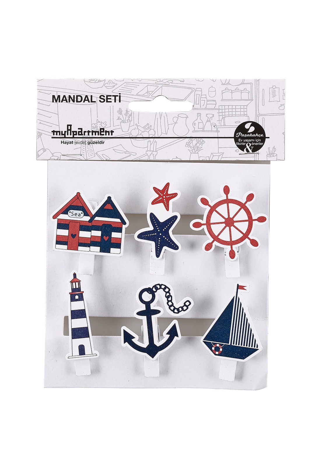 Ahşap Mandal 6'lı Seaside