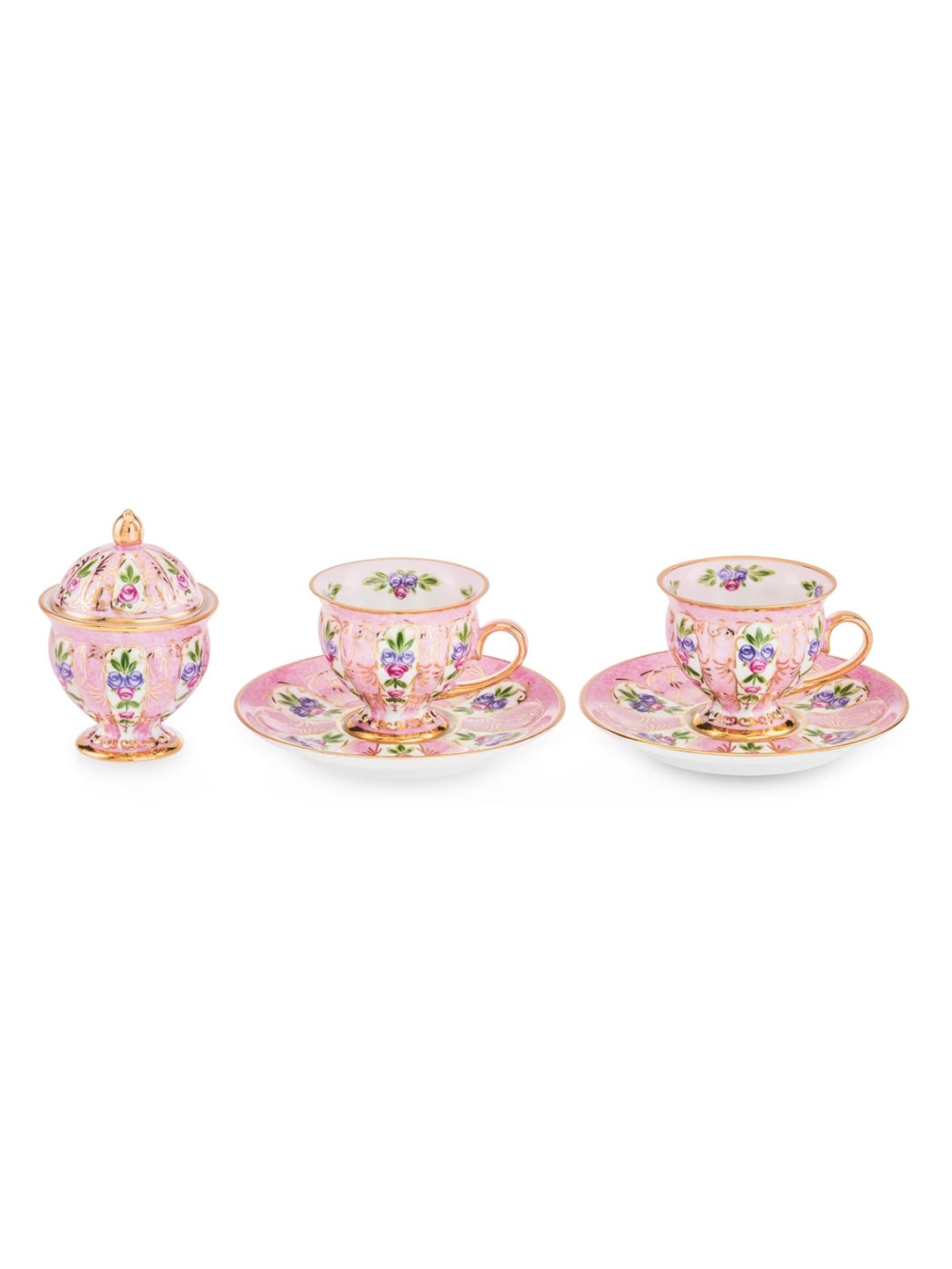 Papatya Dilimli Kahve Takımı Pembe