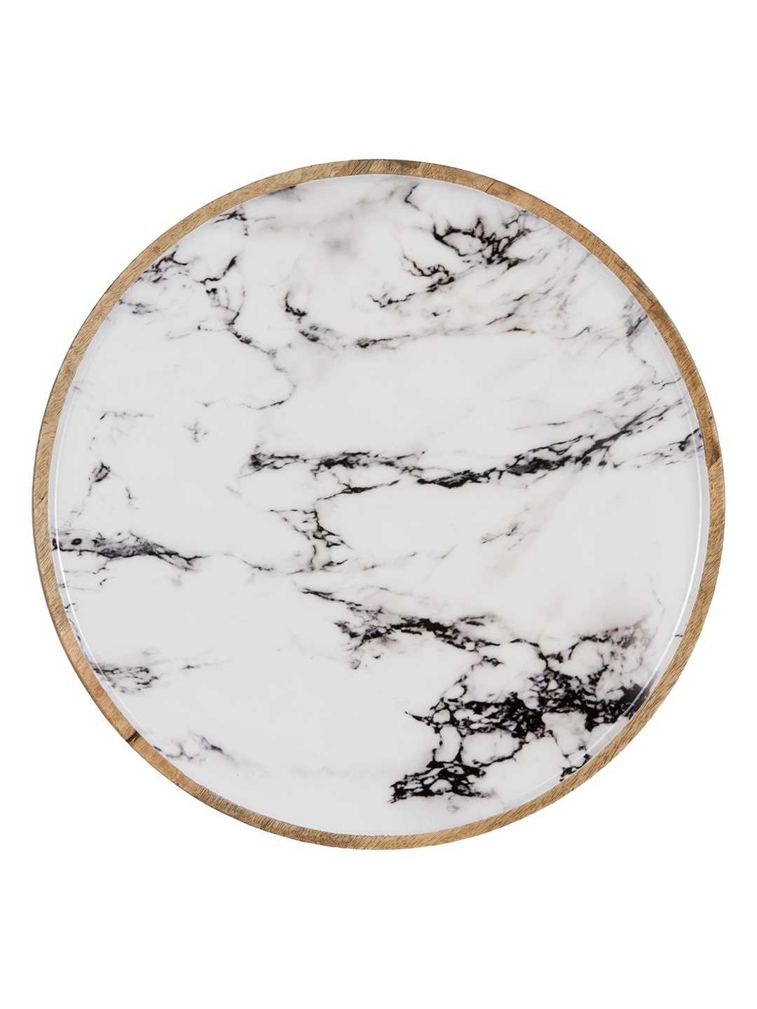 Marble Ahşap Dekoratif Tabak L