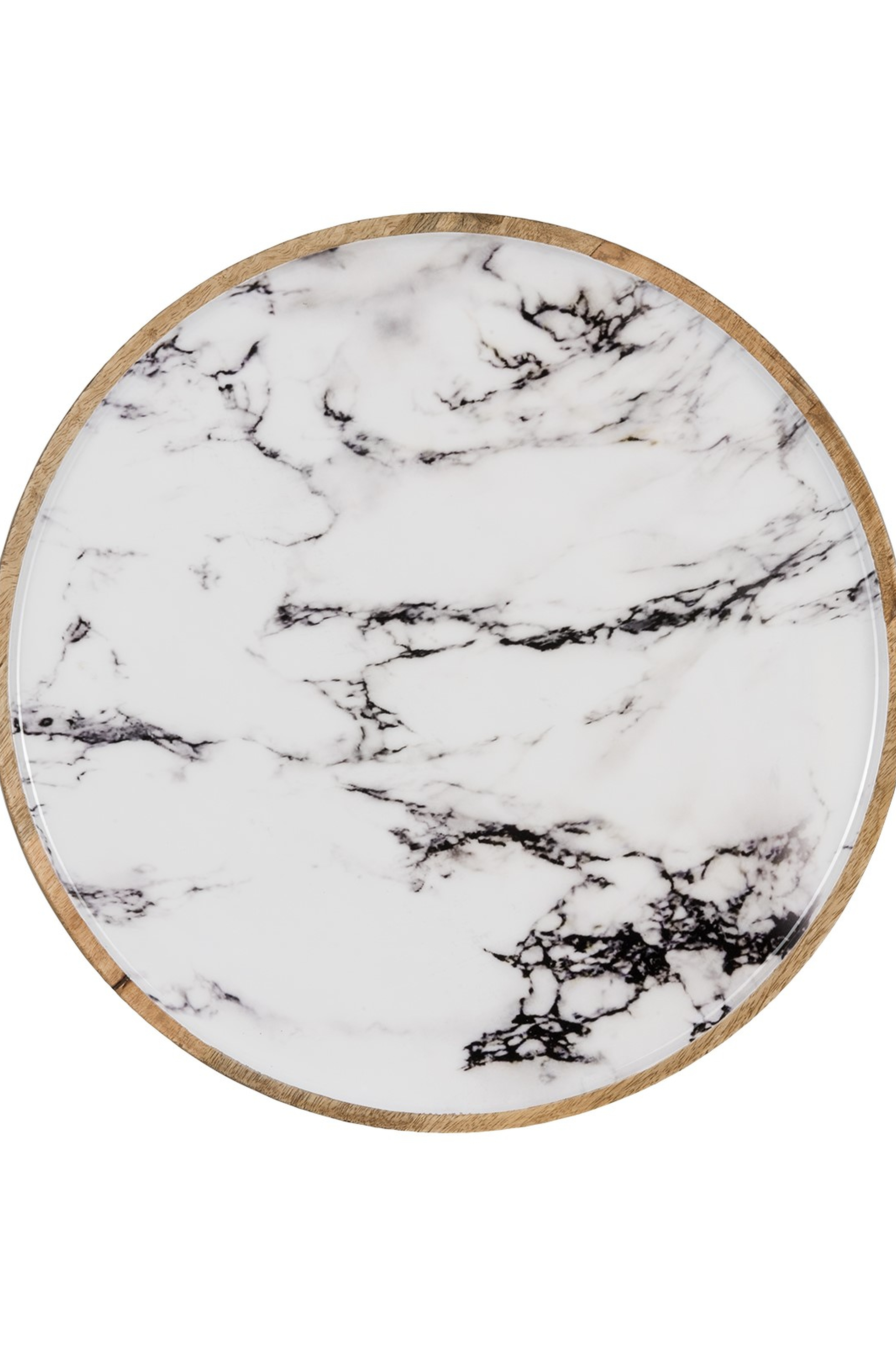 Marble Ahşap Dekoratif Tabak L
