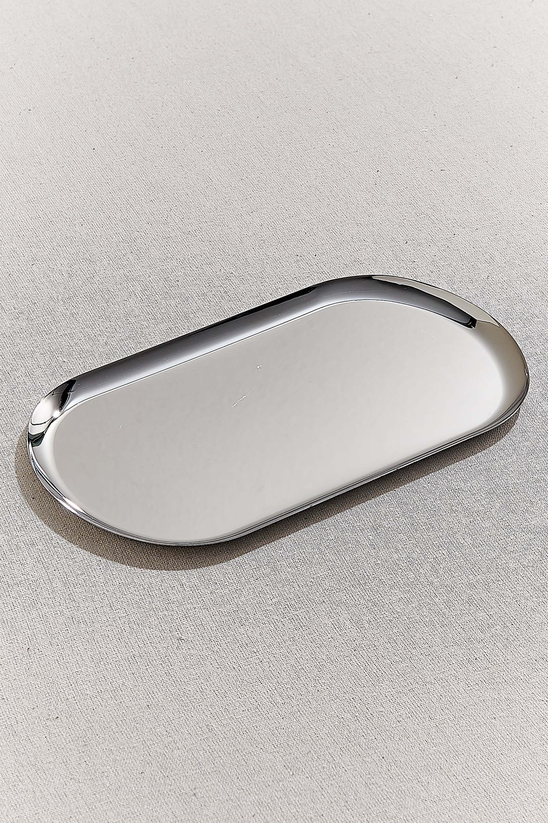Metal Oval Tepsi 24 cm Silver