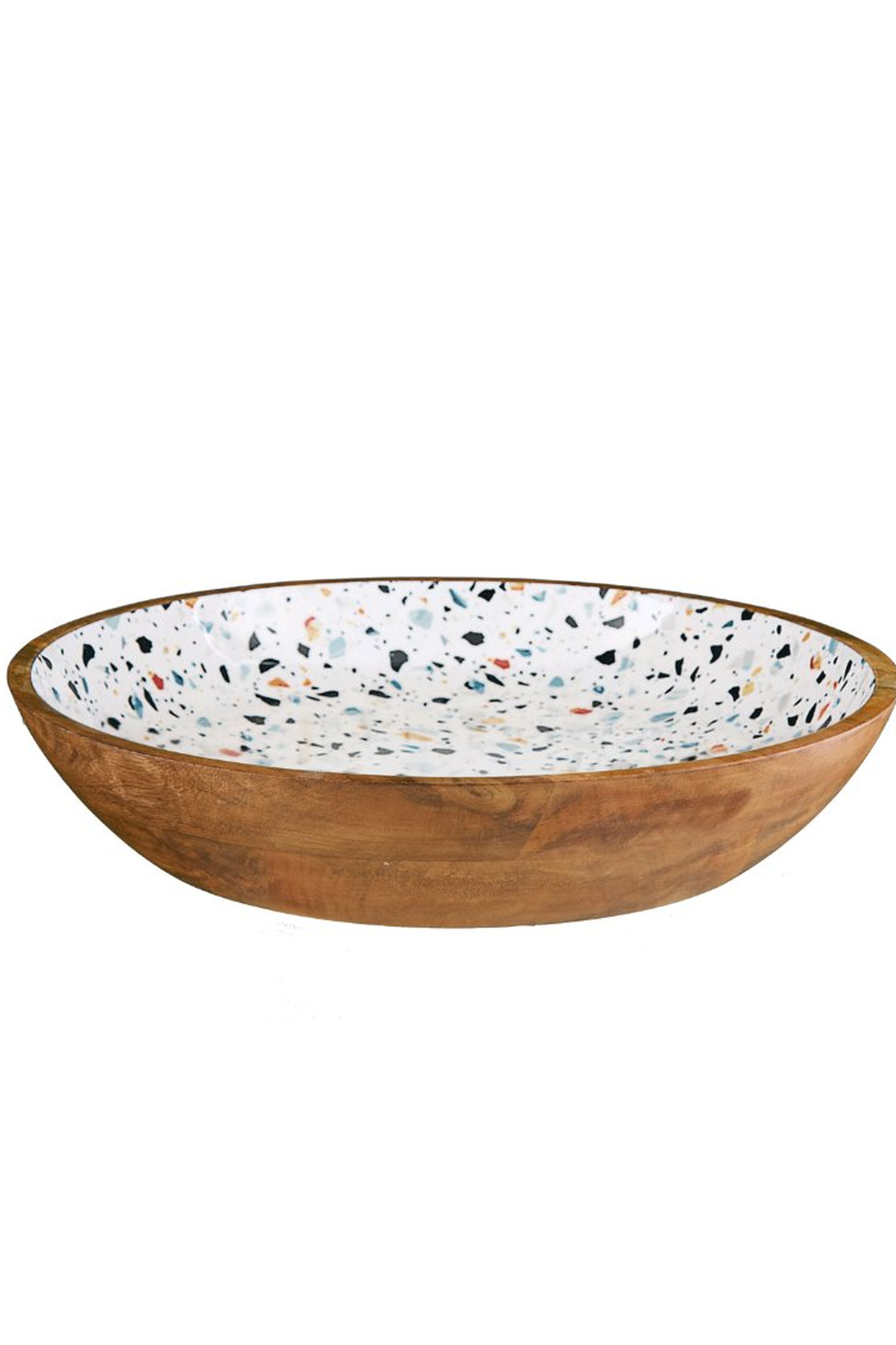 Terrazzo Ahşap Dekoratif Kase L