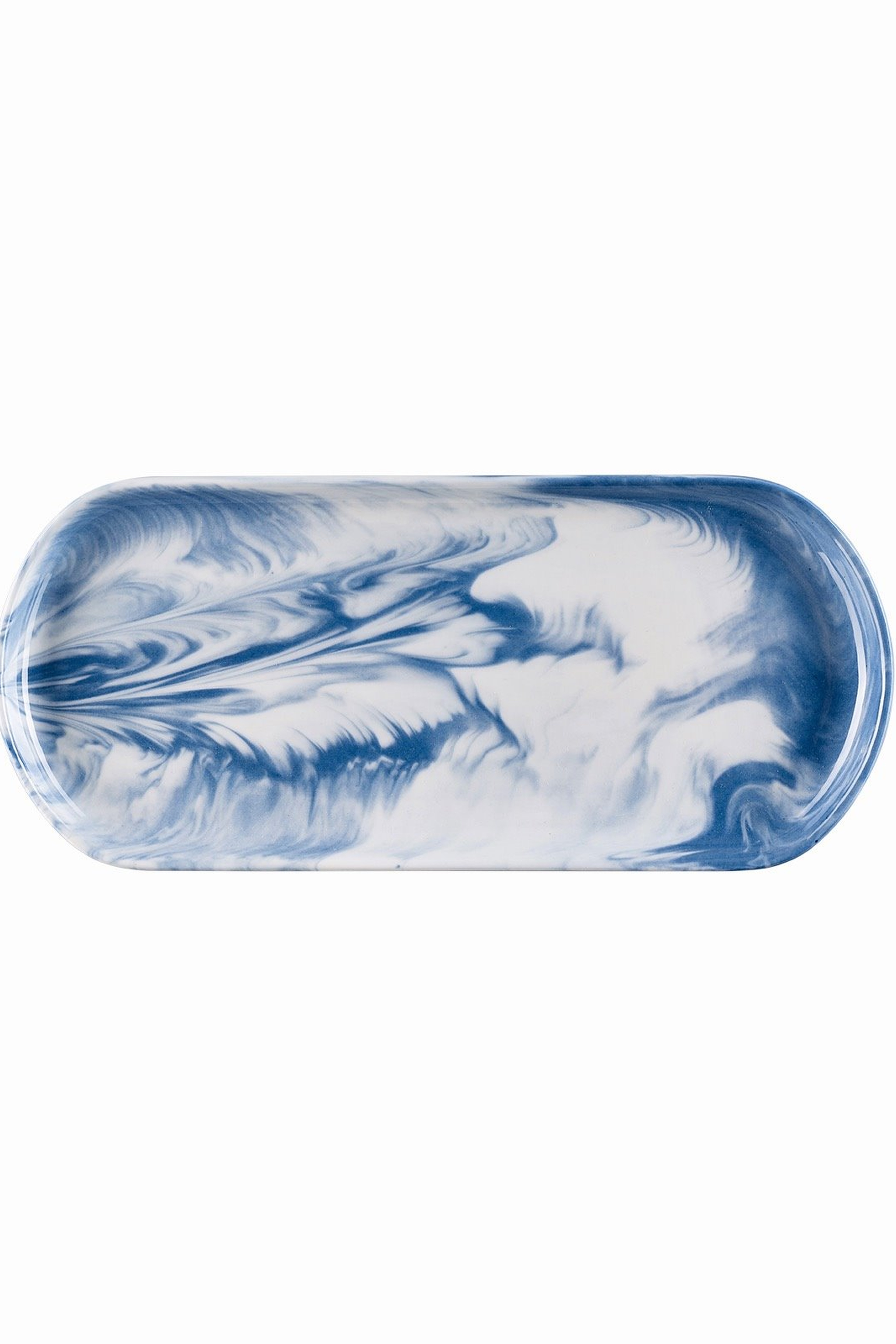 Blue Marble Porcelain Service Plate Oval