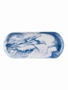 Marble Porselen Servis Tabağı Oval Mavi