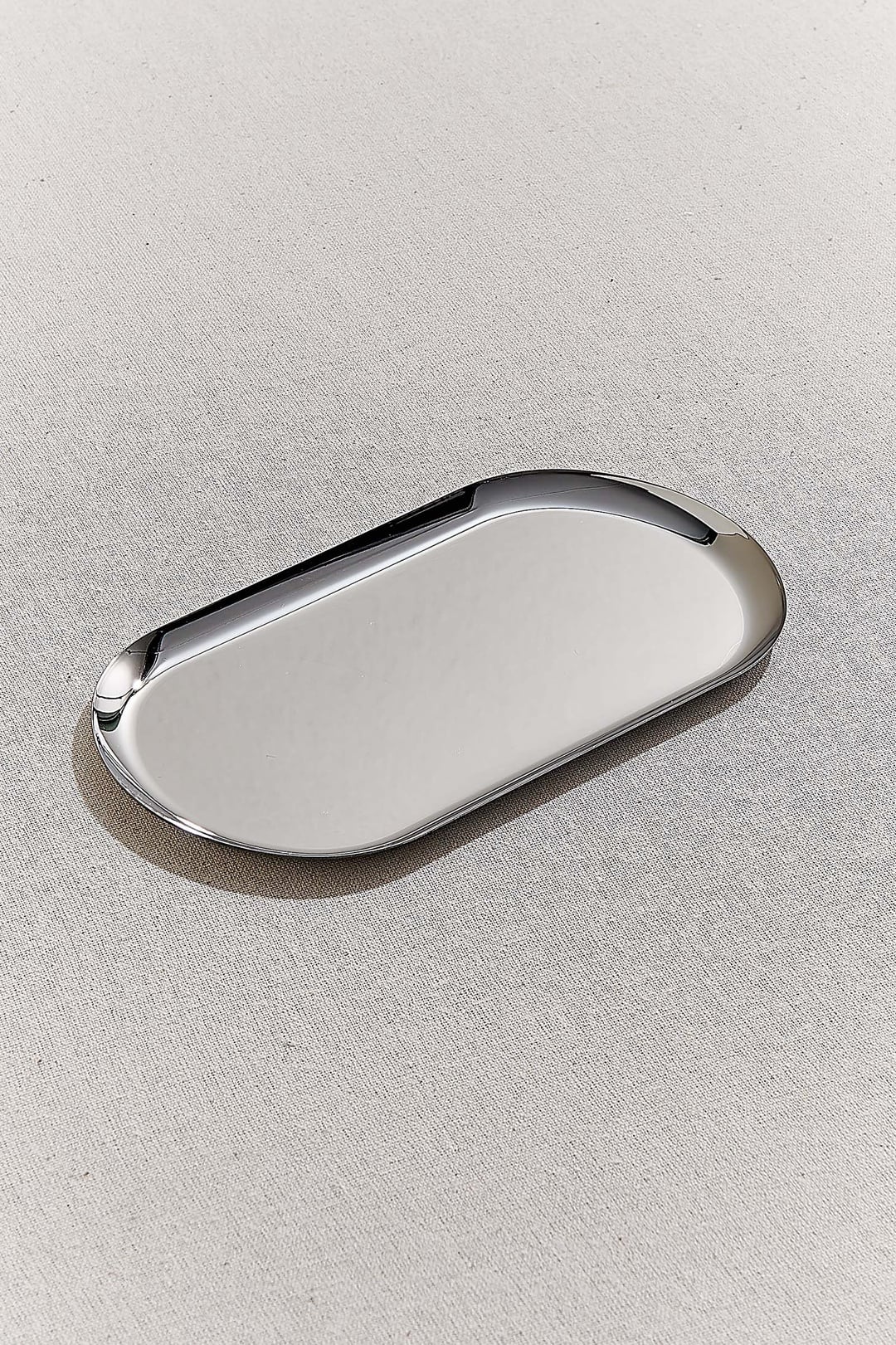 Metal Oval Tepsi 21 cm Silver
