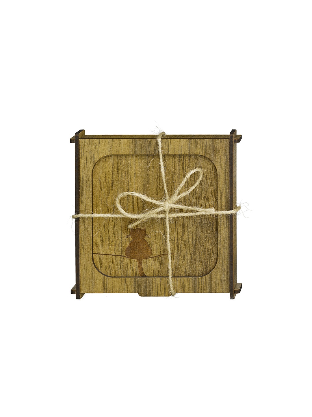 Kahverengi Sarman Bardak Altlığı 4'lü Set