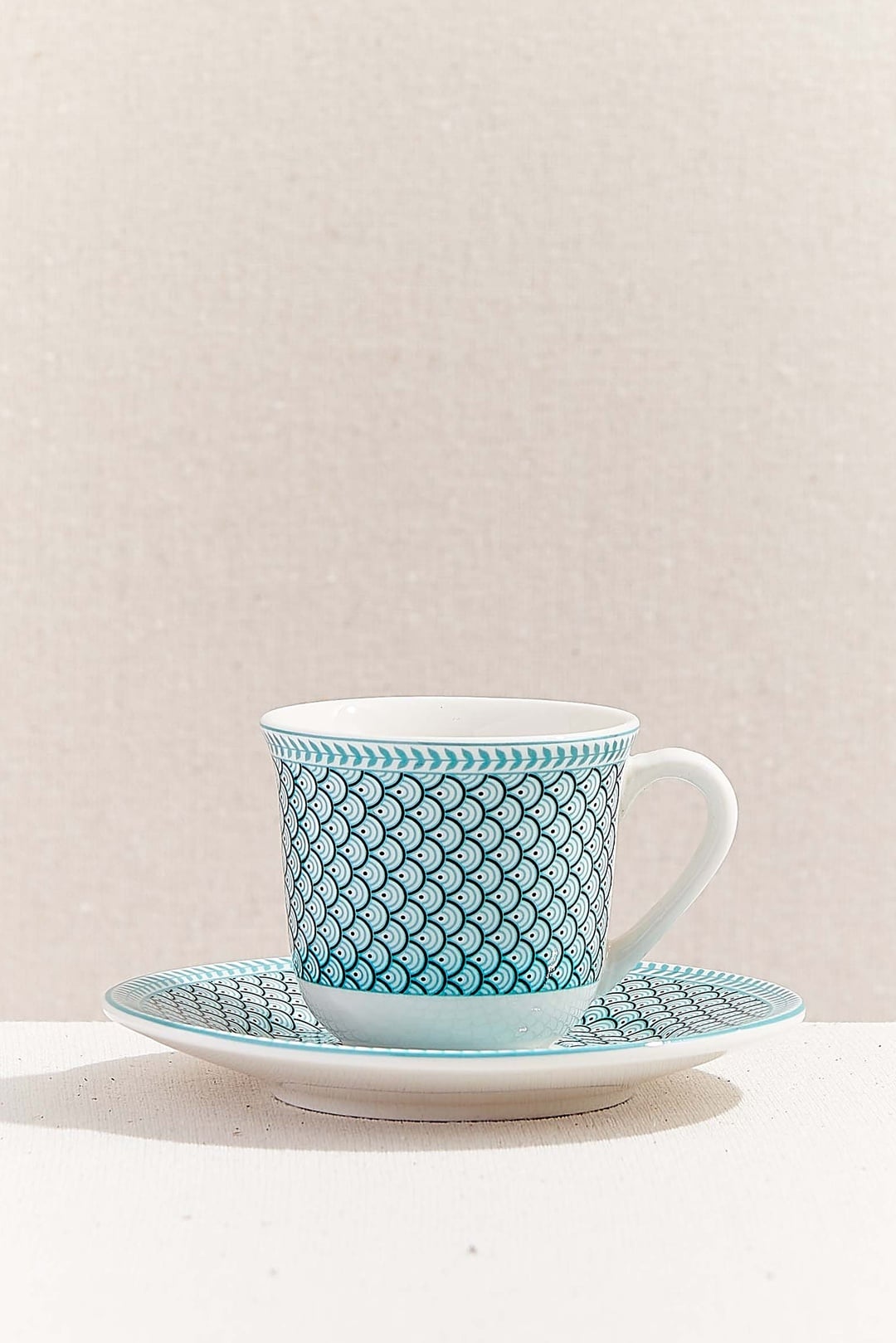 Herringbone Porselen Yeşil Türk Kahvesi Fincan
