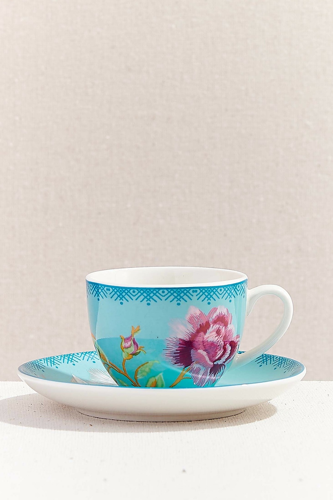 Şakayık Porselen Espresso Fincanı Turkuaz