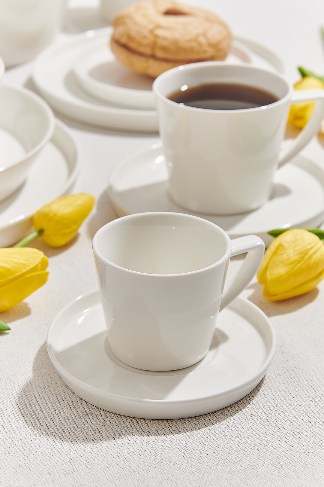 Solid Porselen Espresso Fincanı Beyaz