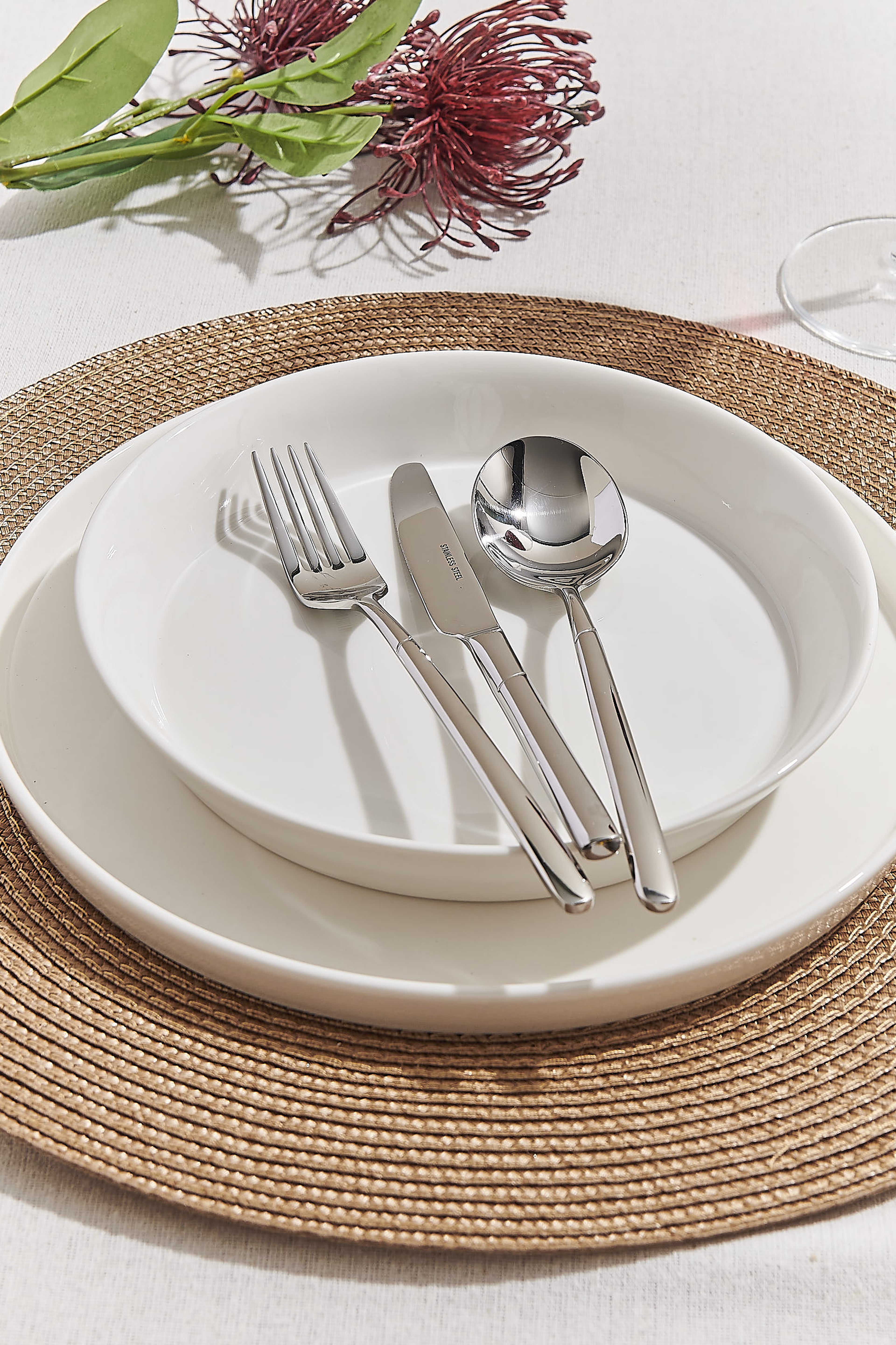Solid Porselen Yemek Tabağı Beyaz