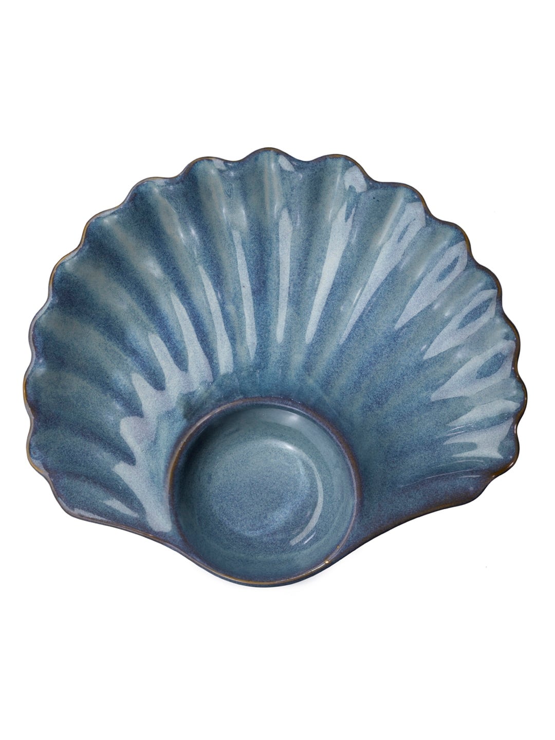 İstridye Seramik Chip & Dip Mavi