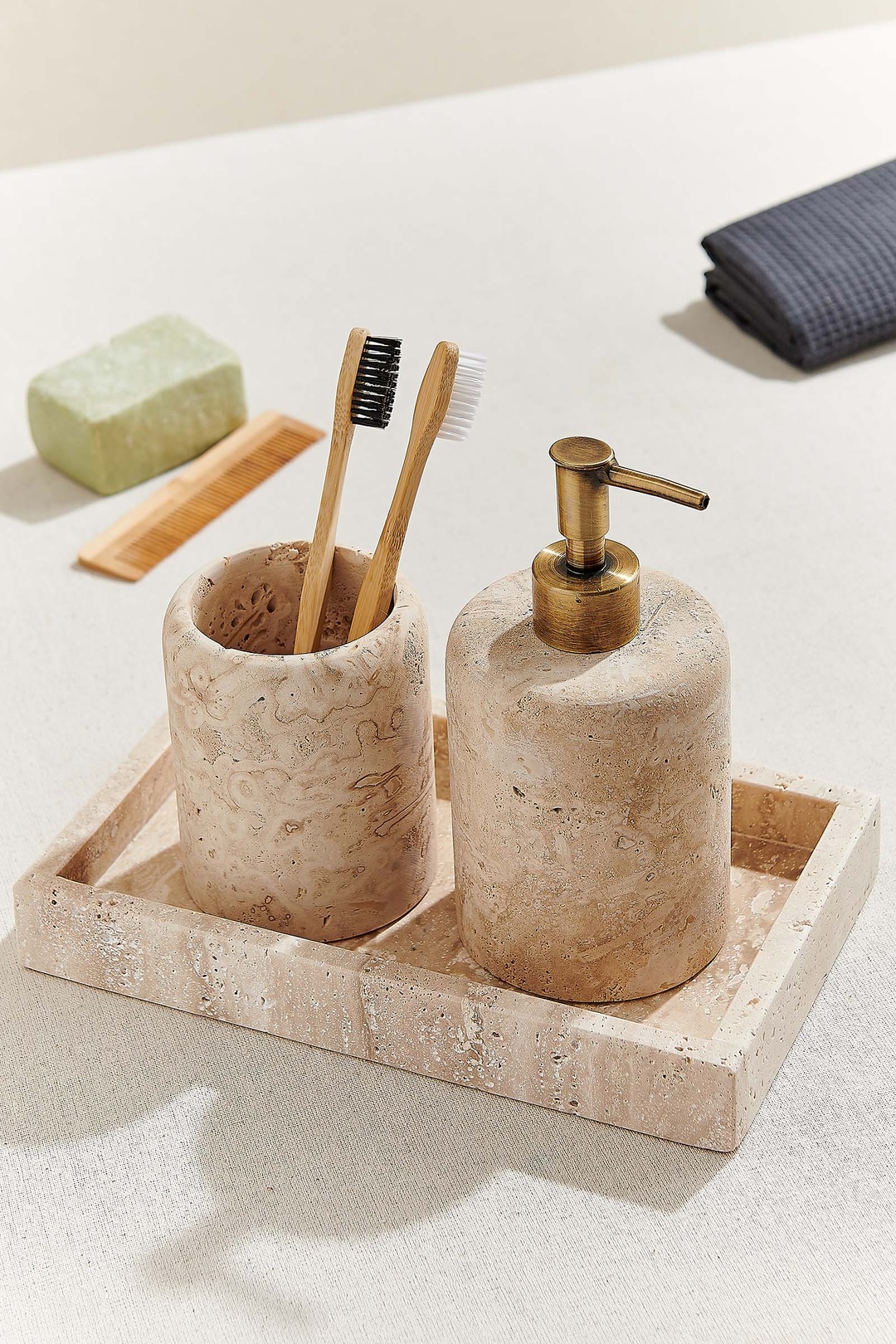 Natural Travertine Bathroom Set 3 pcs