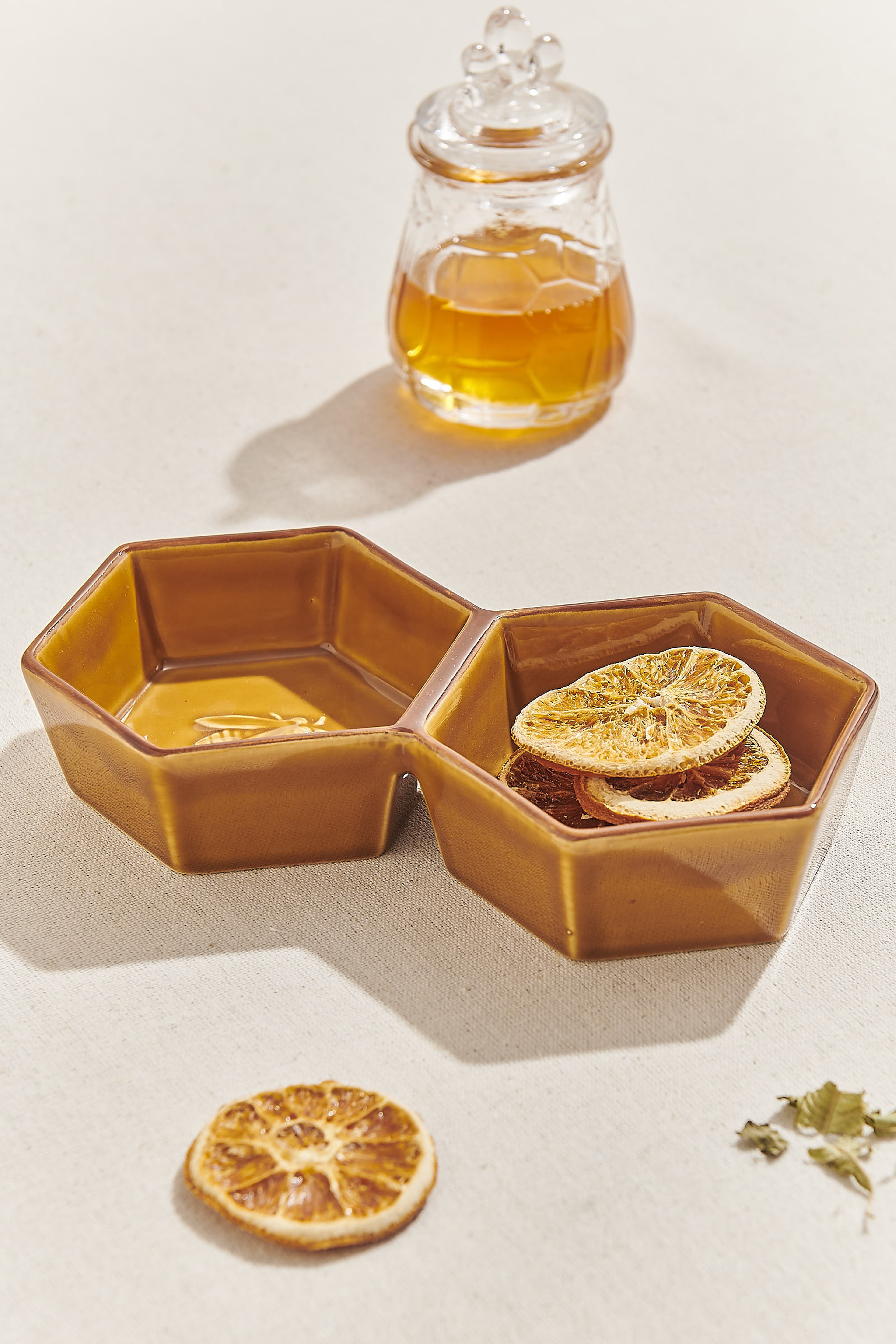 Petek Ceramic Serving Bowl with Divider