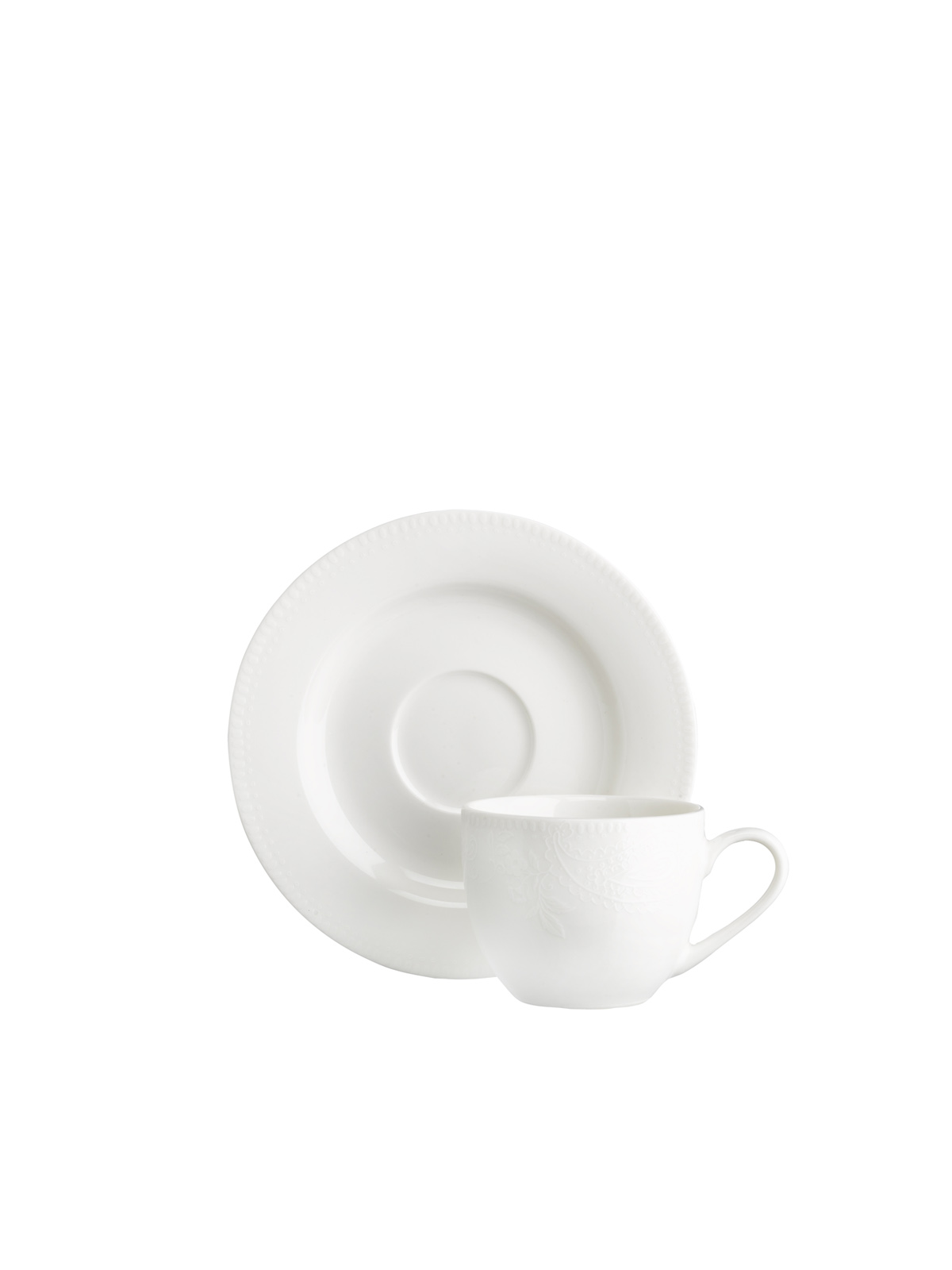 Beyaz Paisley Porselen Espresso Fincanı