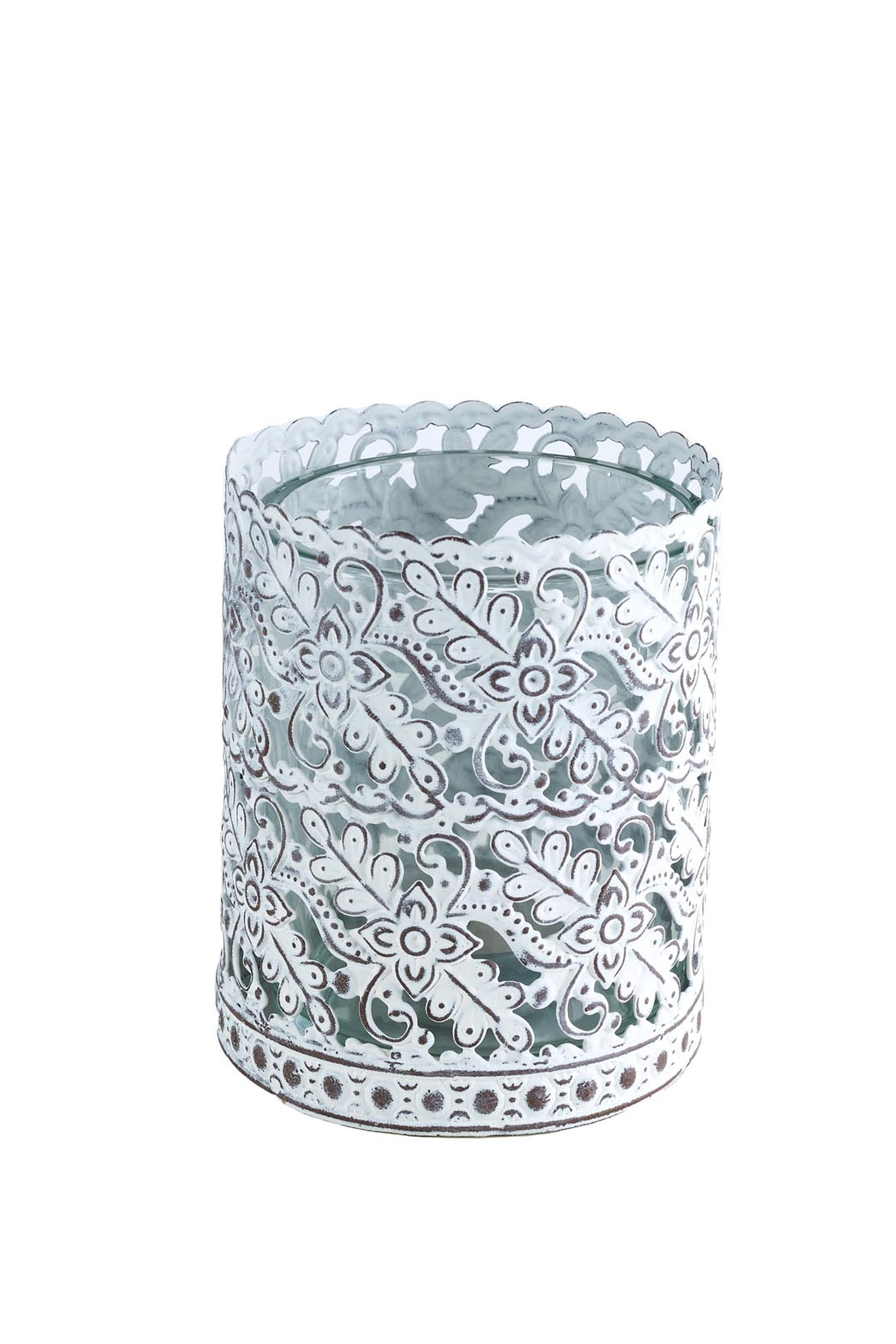 Blossom Metal Tealight Mumluk Beyaz