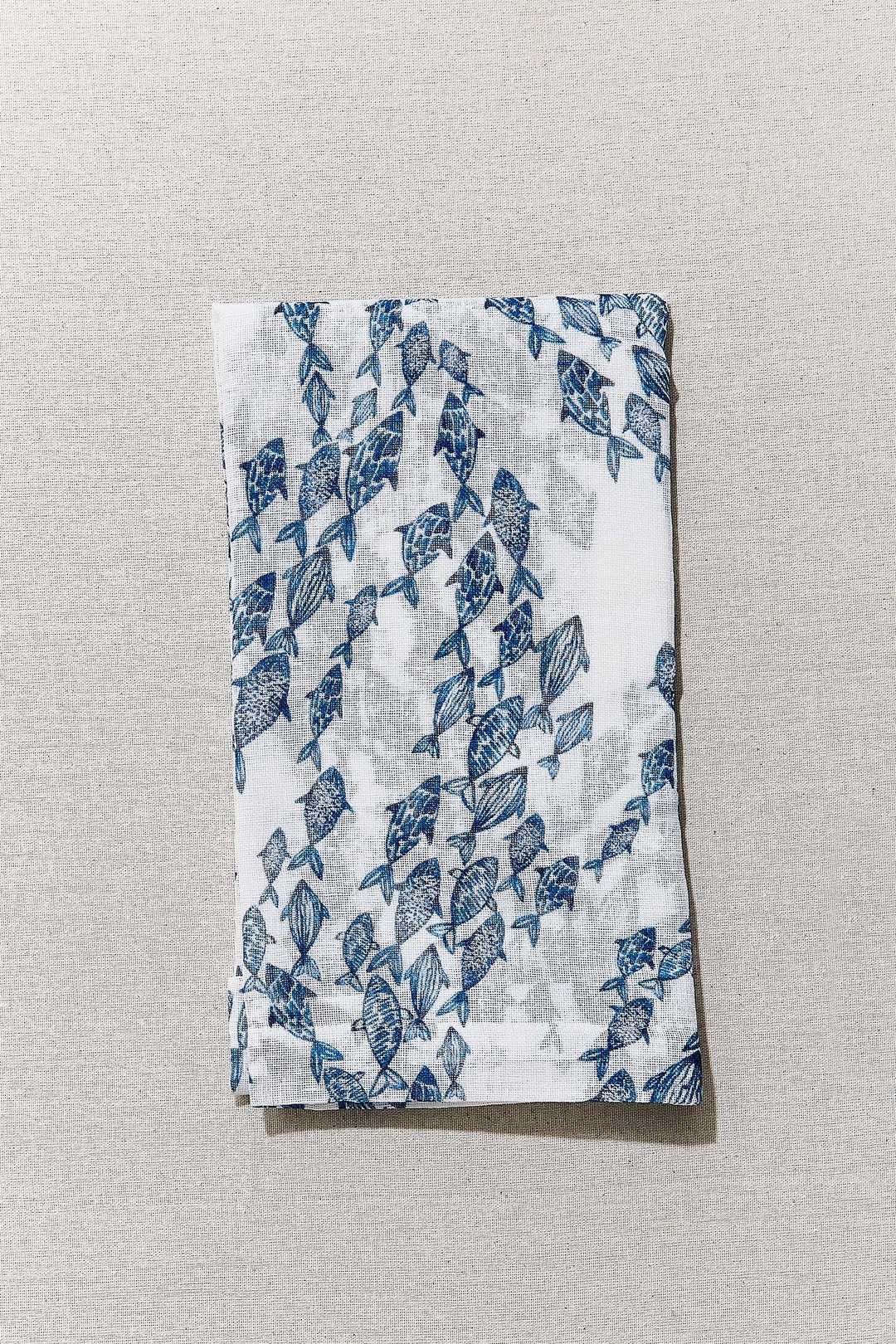 Lacivert Beyaz Balık Sürüsü Runner 50x150 cm