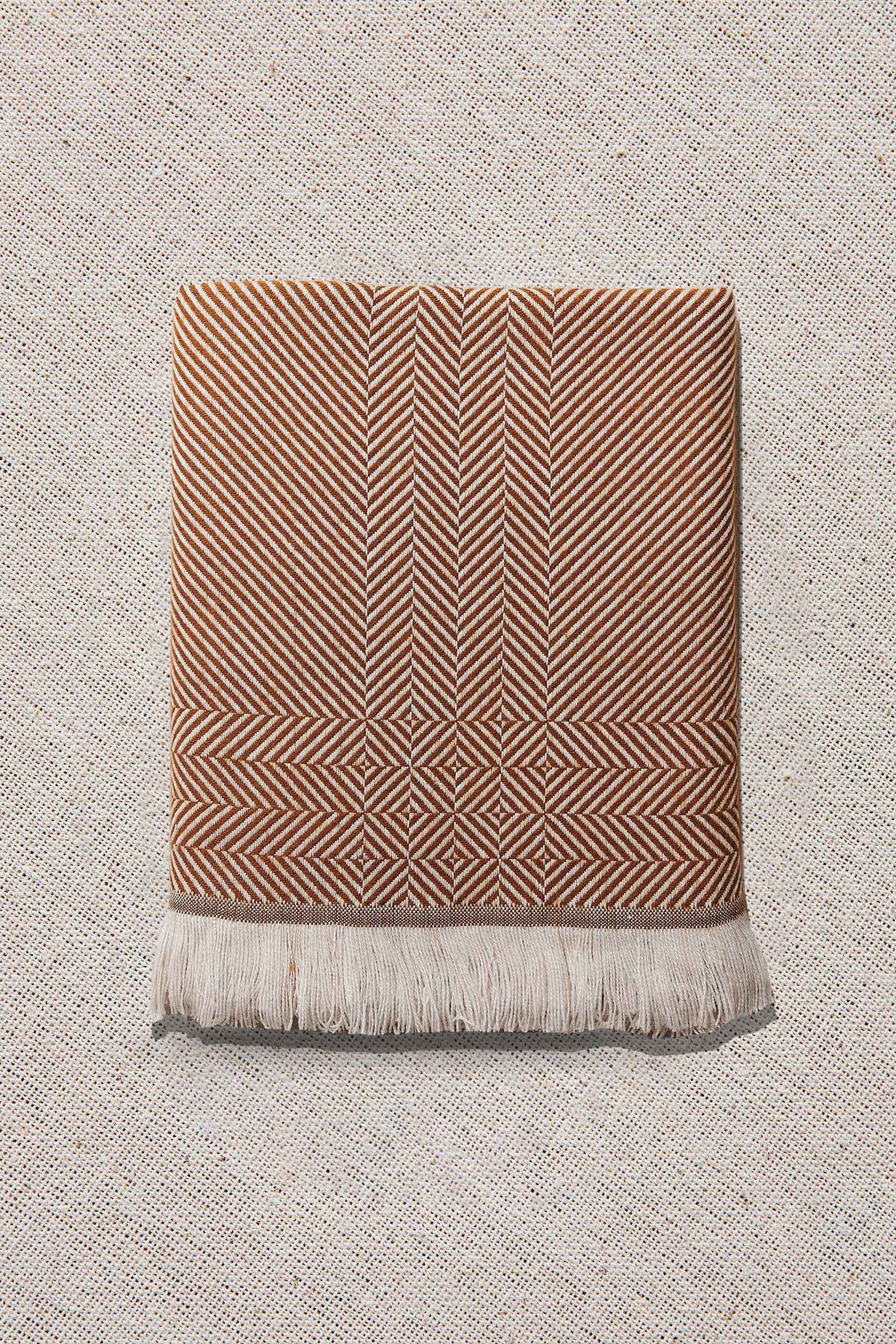 Çizgi Throw 140x170 cm Hardal
