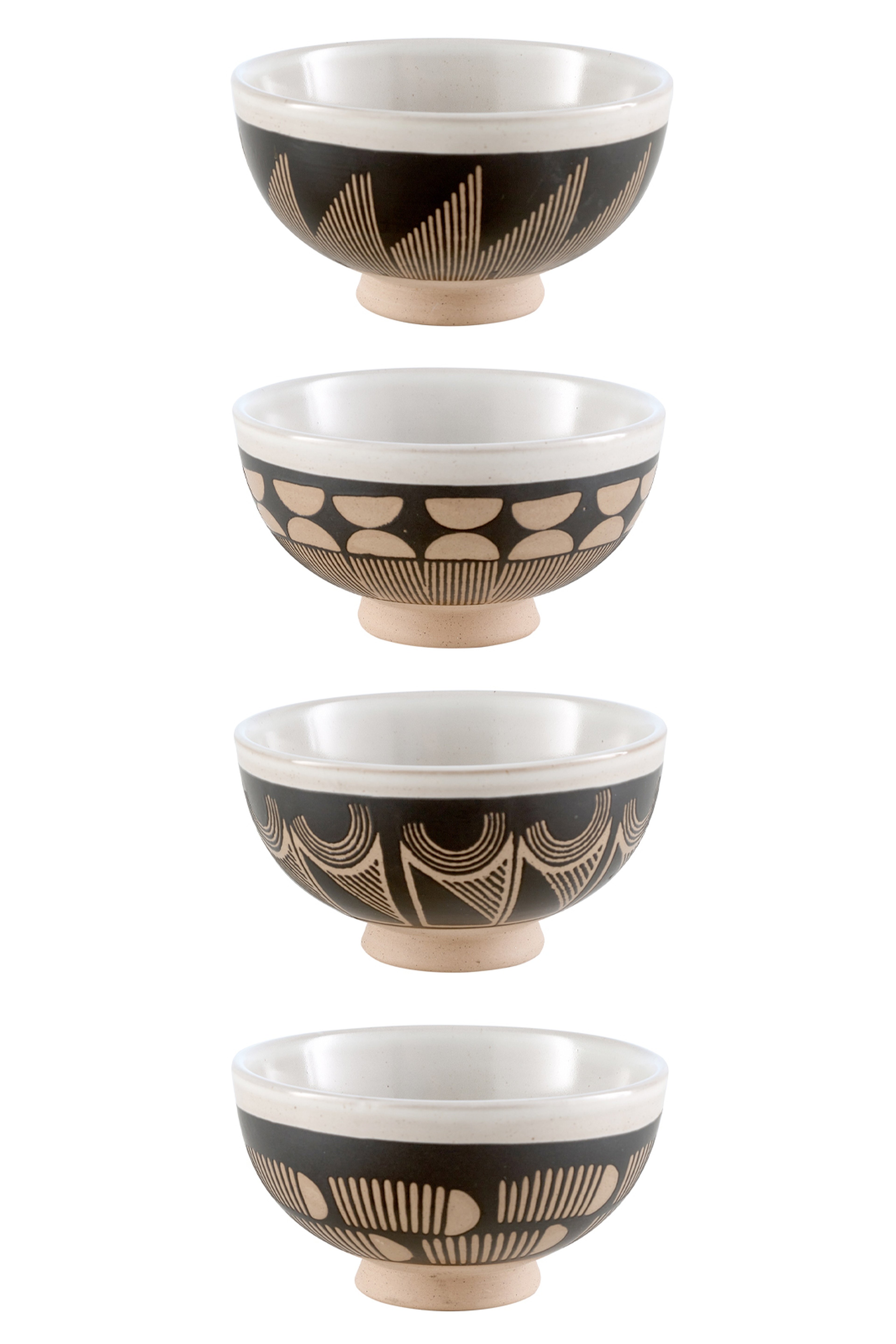 Black Peru Ceramic Bowl Set 4 pcs