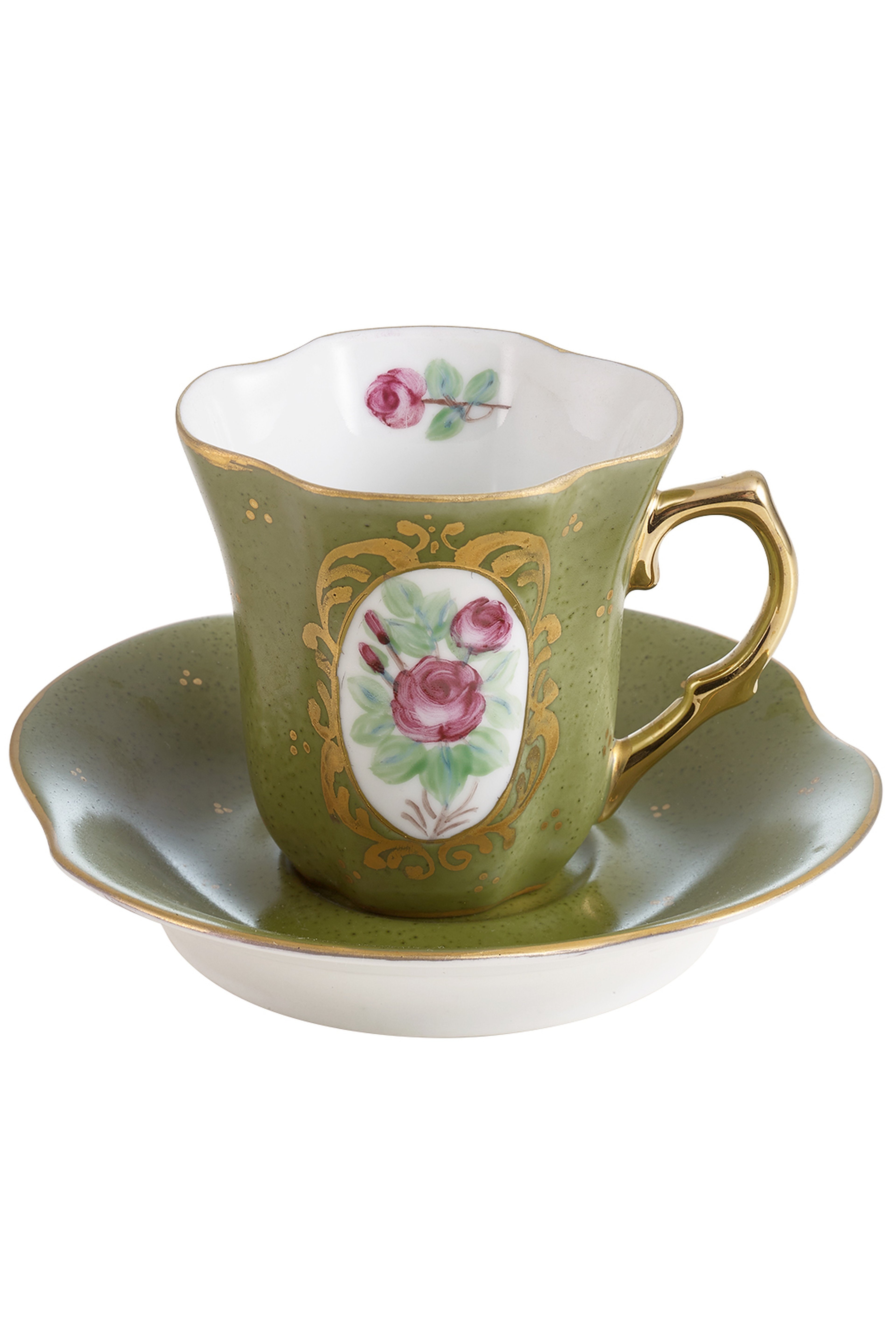 Ebru Green Rose Cup Set 2 pcs
