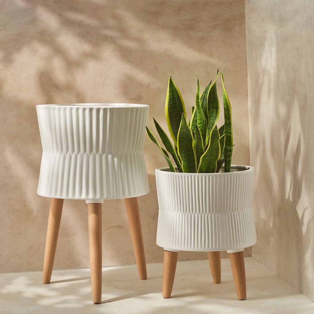 Century Seramik Saksı Haznesi 27 cm Beyaz