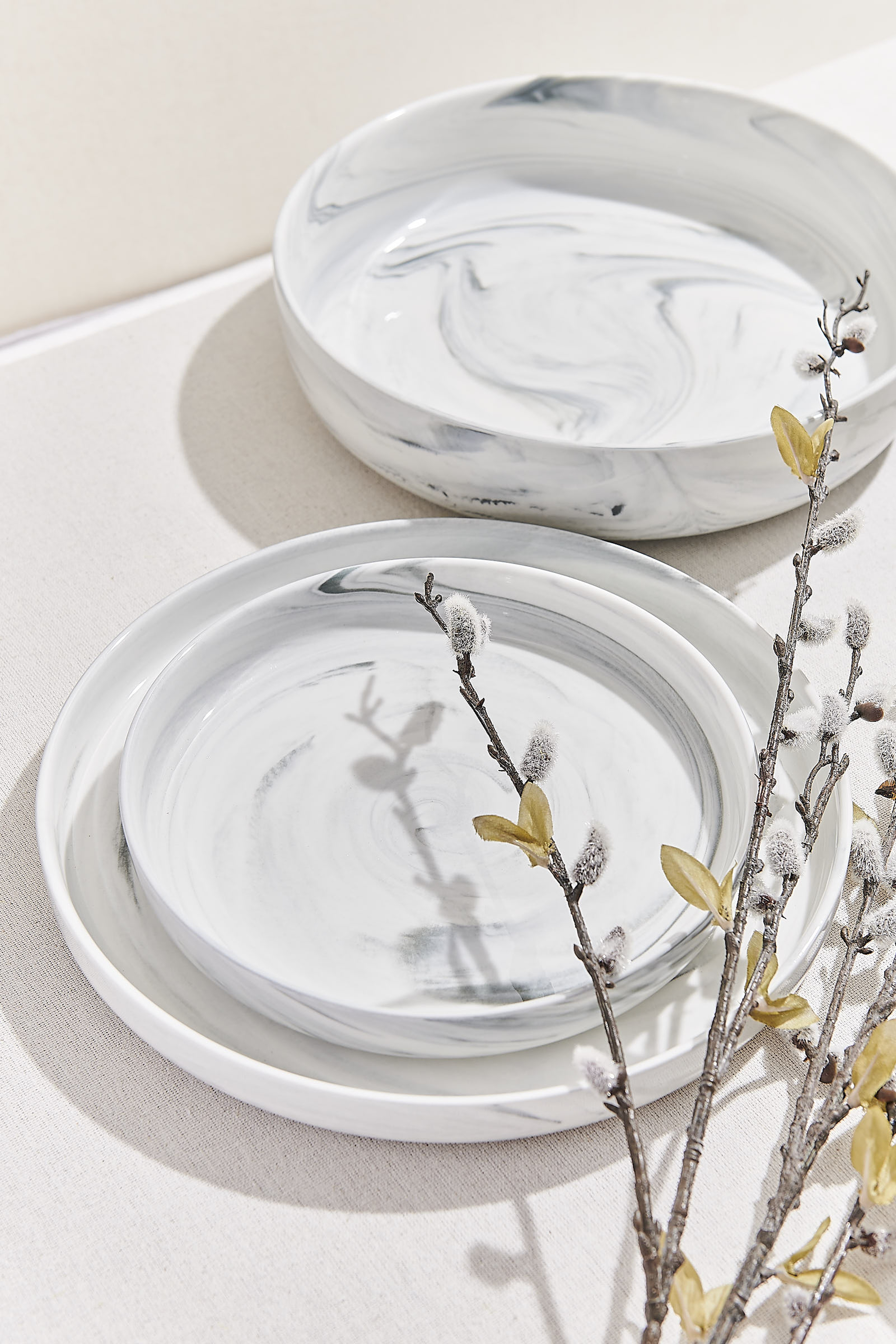 Gray Marble Porcelain Cake Plate