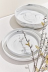 Marble Porselen Pasta Tabağı Gri