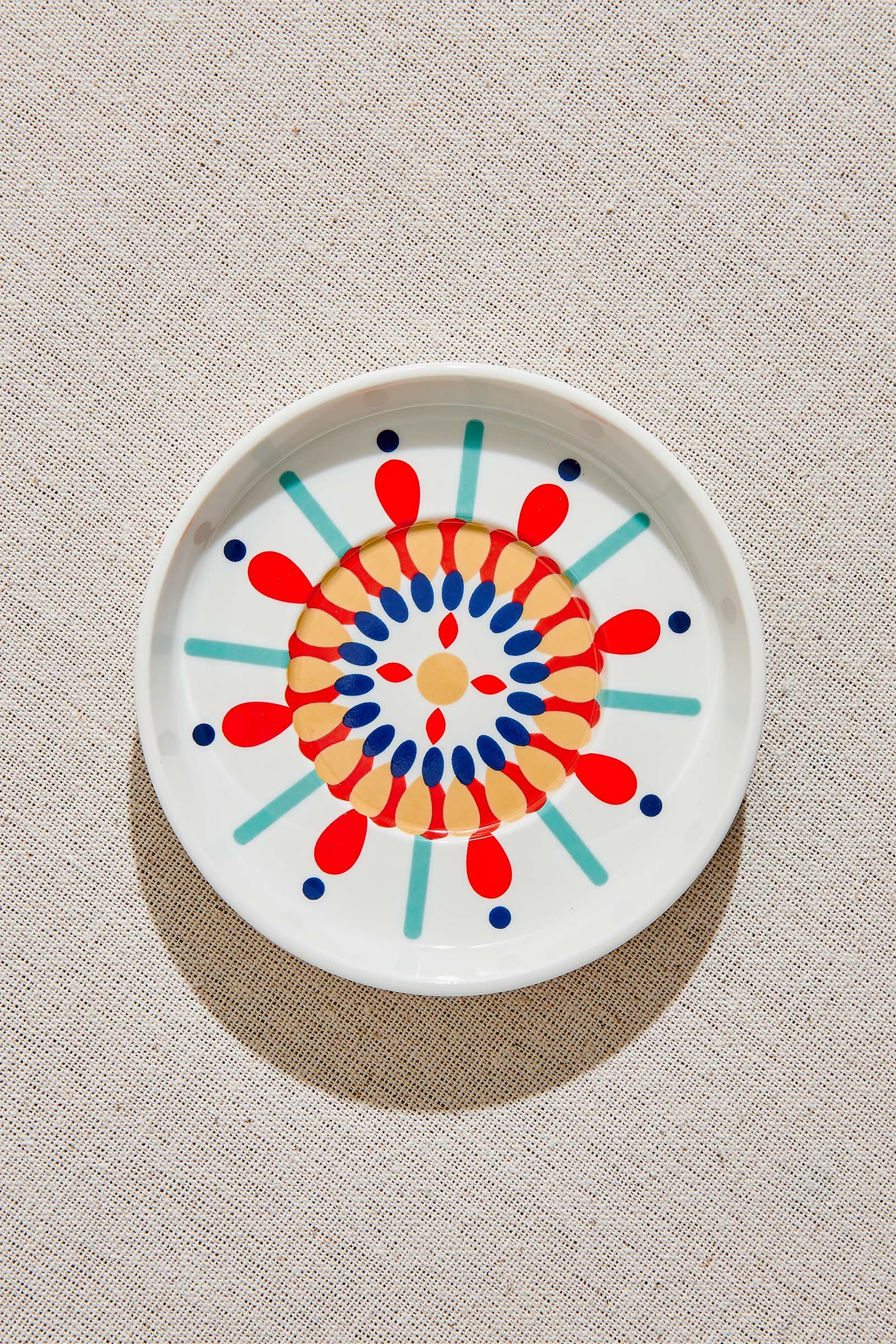 Ikat Porcelain Tea Plate Orange / Beige